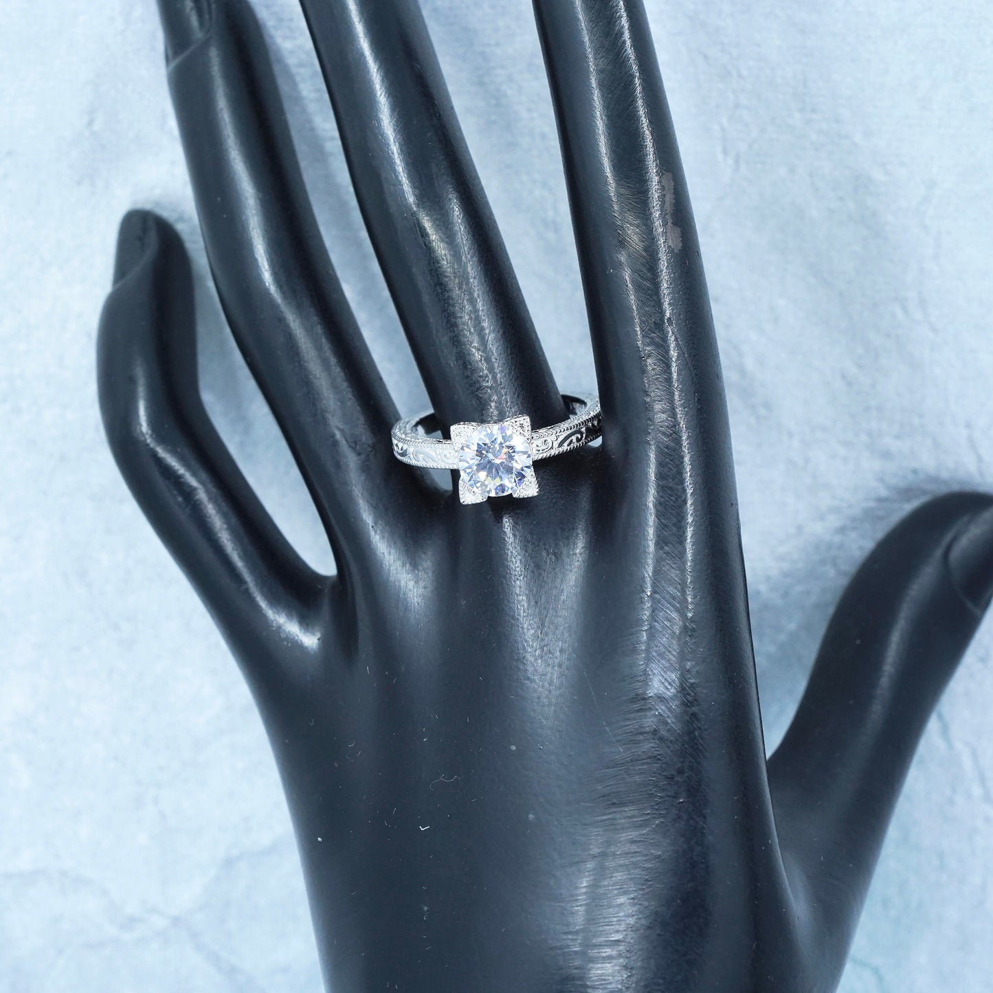 Size 10, Vanna K. Jewelry, Sterling 925 silver engagement ring with cluster Cz