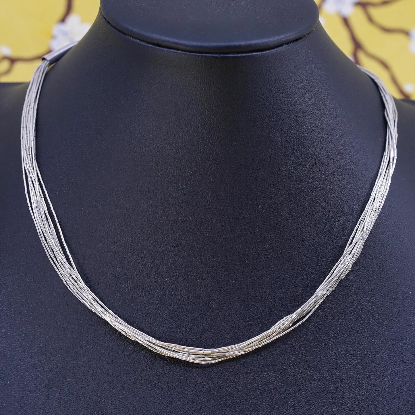 16”, Native American Sterling 925 liquid silver multi 10 strands chain necklace