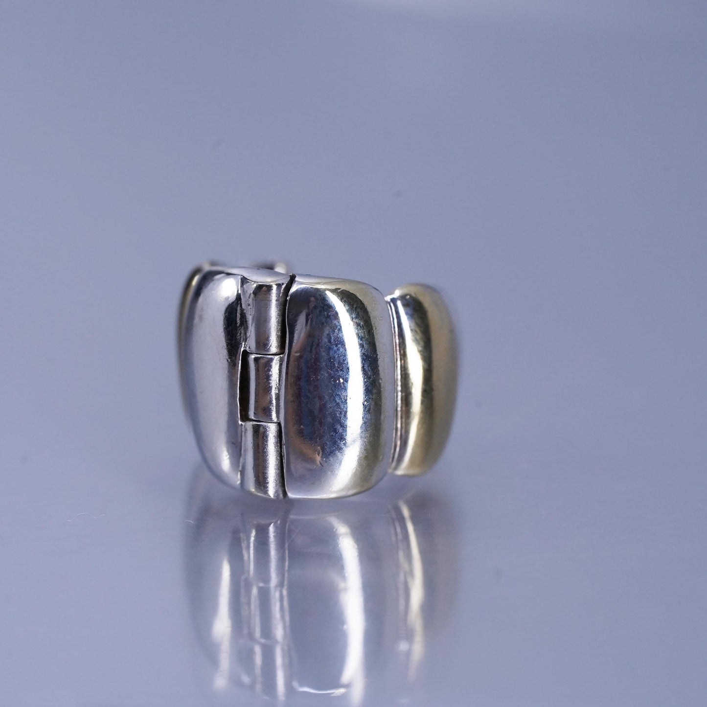 0.5”, vintage two tone Sterling silver single earring, 925 Huggie hoop