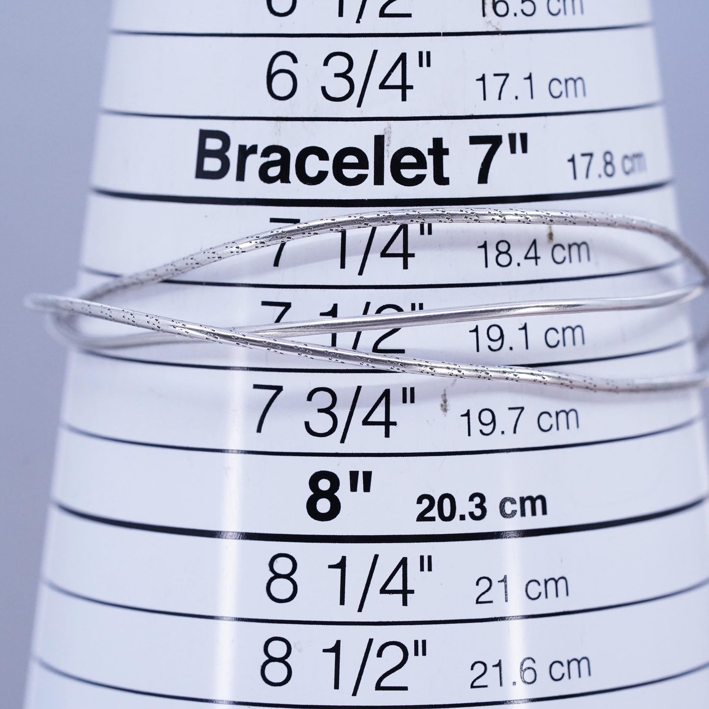 7.75”, VTG Sterling 925 silver bracelet, multi strands entwined slide on bangle