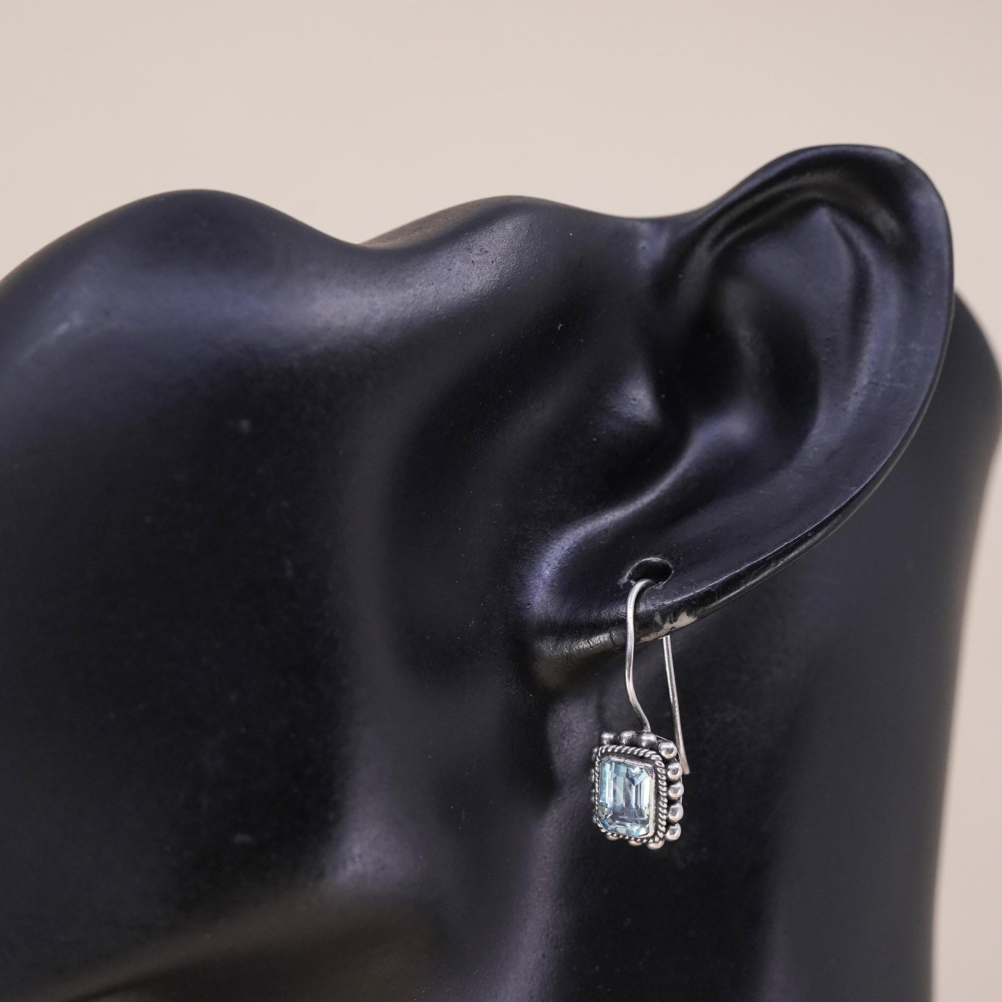 Southwestern sterling silver 925 handmade single earring with topaz and beads