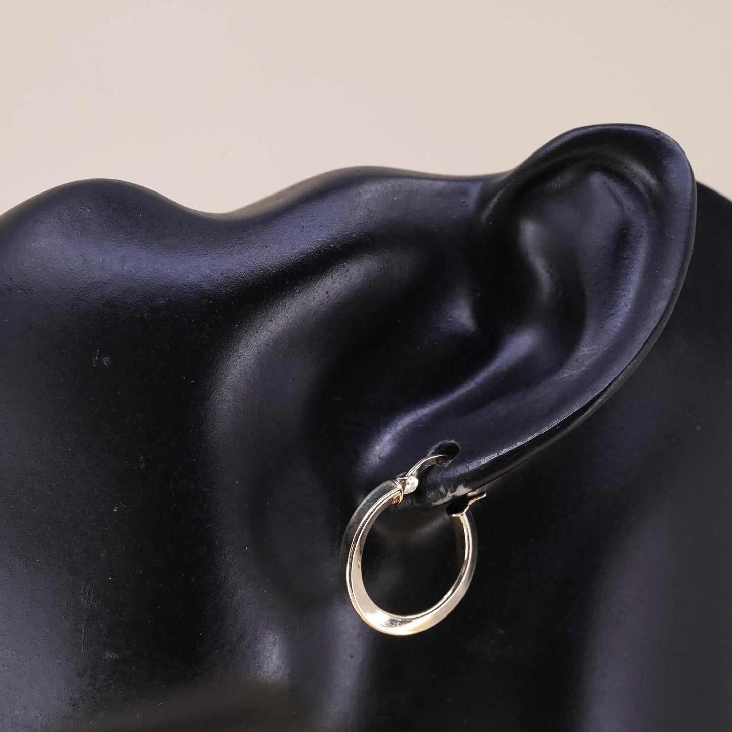 0.75", vermeil yellow gold over sterling silver single earring, primitive hoop