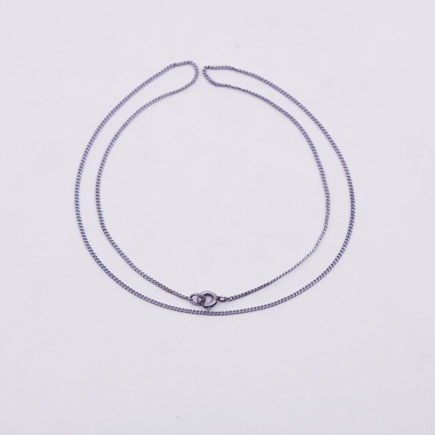 18”, 1mm, italy sterling silver handmade necklace, 925 curb chain, stamped Sterling