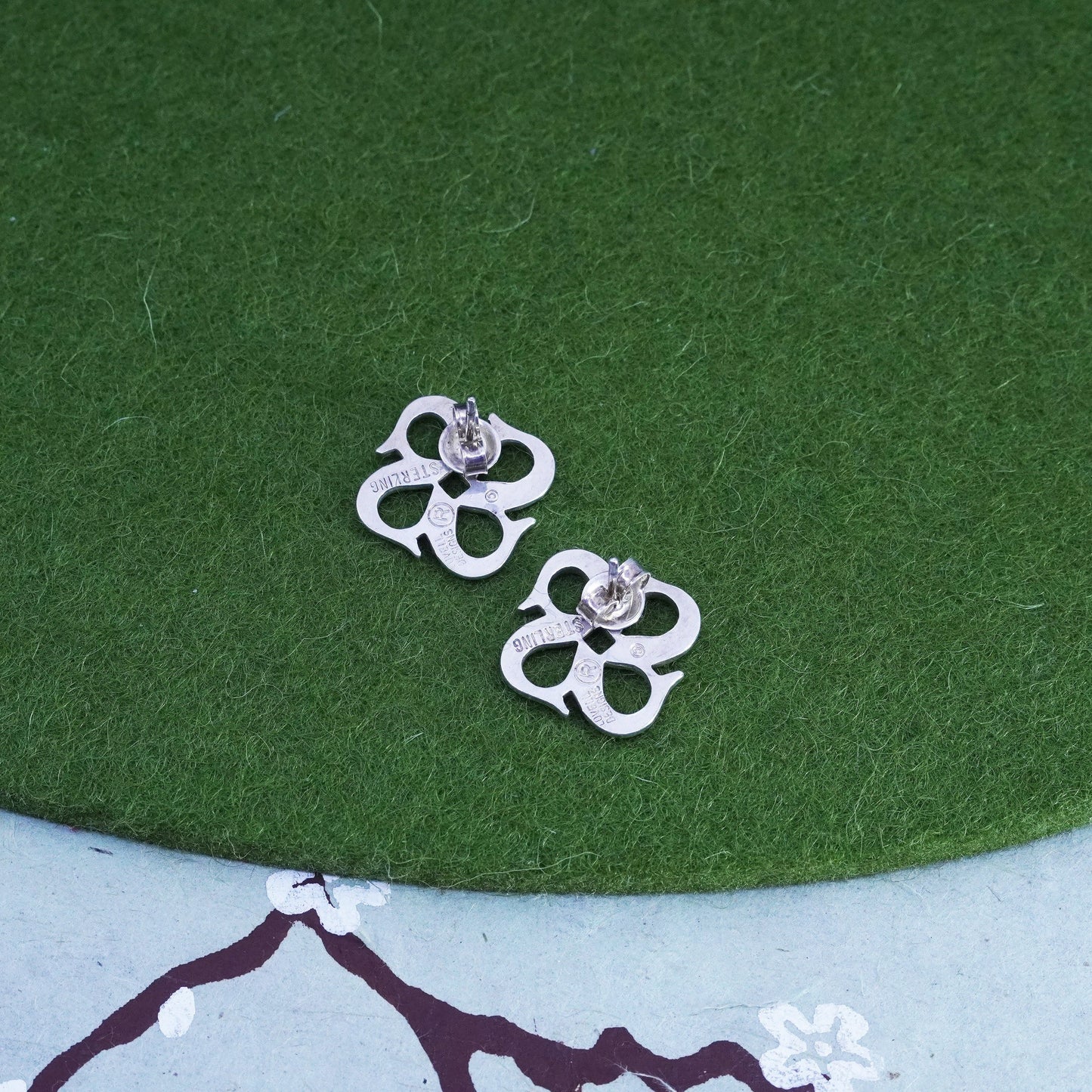 Vintage Lovell Sterling silver handmade earrings, 925 fish studs