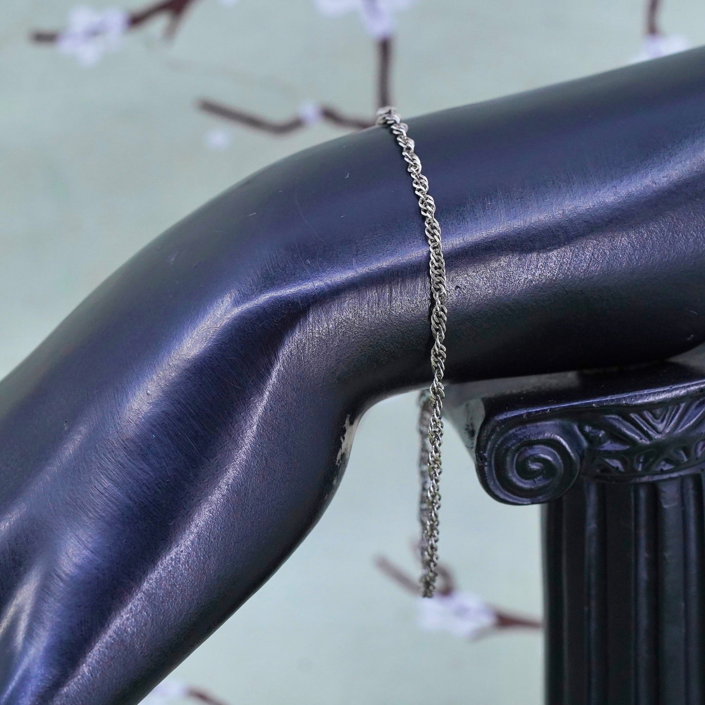 7.25”, 3mm, Vintage Milor sterling silver bracelet, twisted curb link bracelet