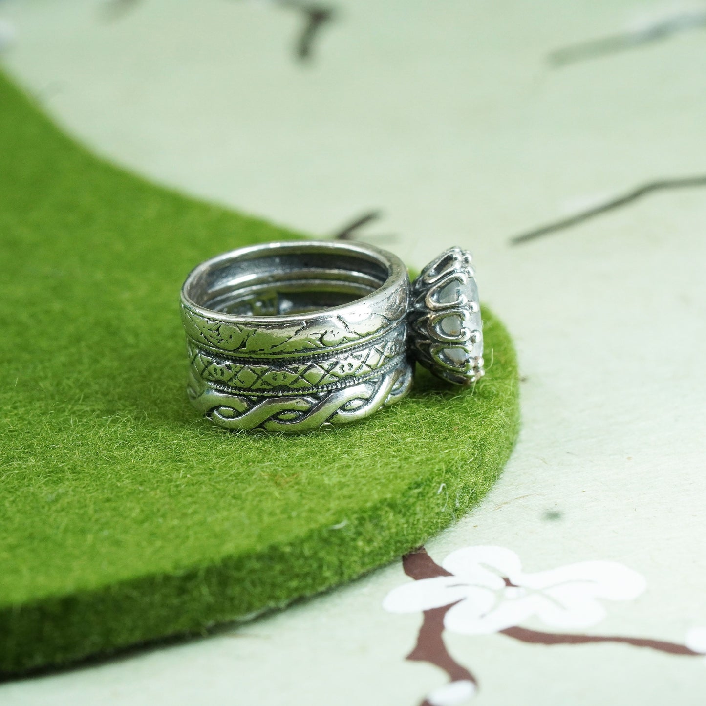 Size 4.5, Silpada sterling silver 925 ‘Bristol’ Cubic Zirconia Textured Ring