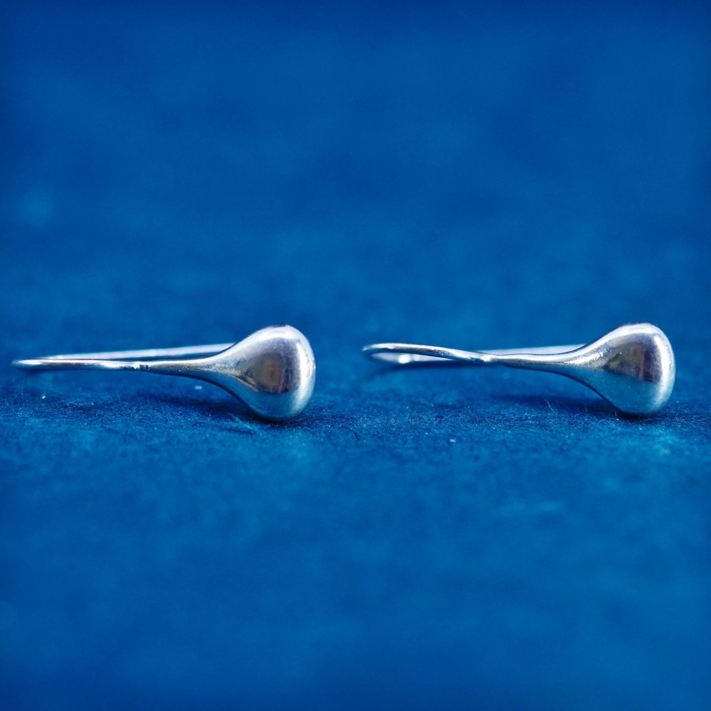 Vintage sterling silver handmade earrings, 925 silver teardrop drops