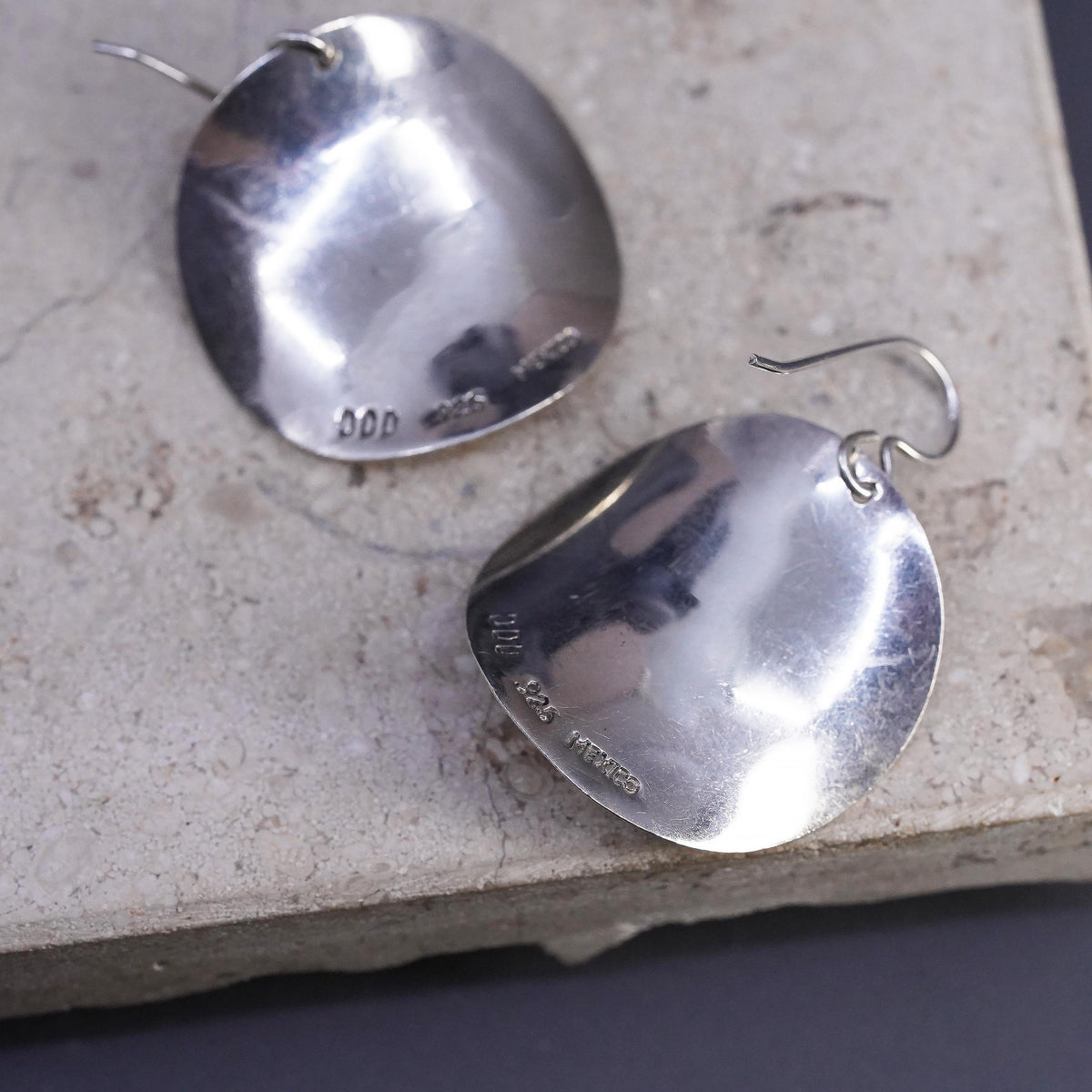 Vintage Dominique Dinouart Domingo DDD 925 Sterling Silver Disc Dangle Earrings