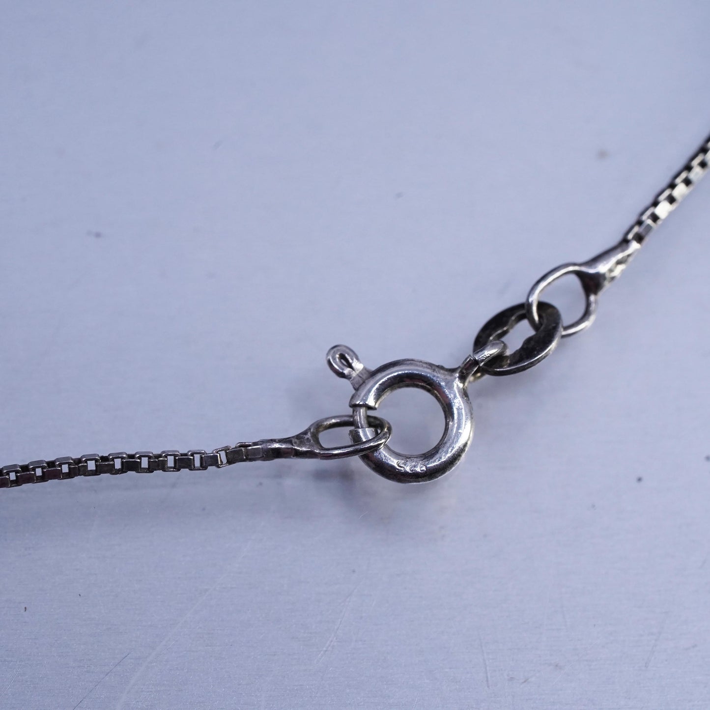 24", Vintage Italian sterling silver box chain, made in Italy silver necklace