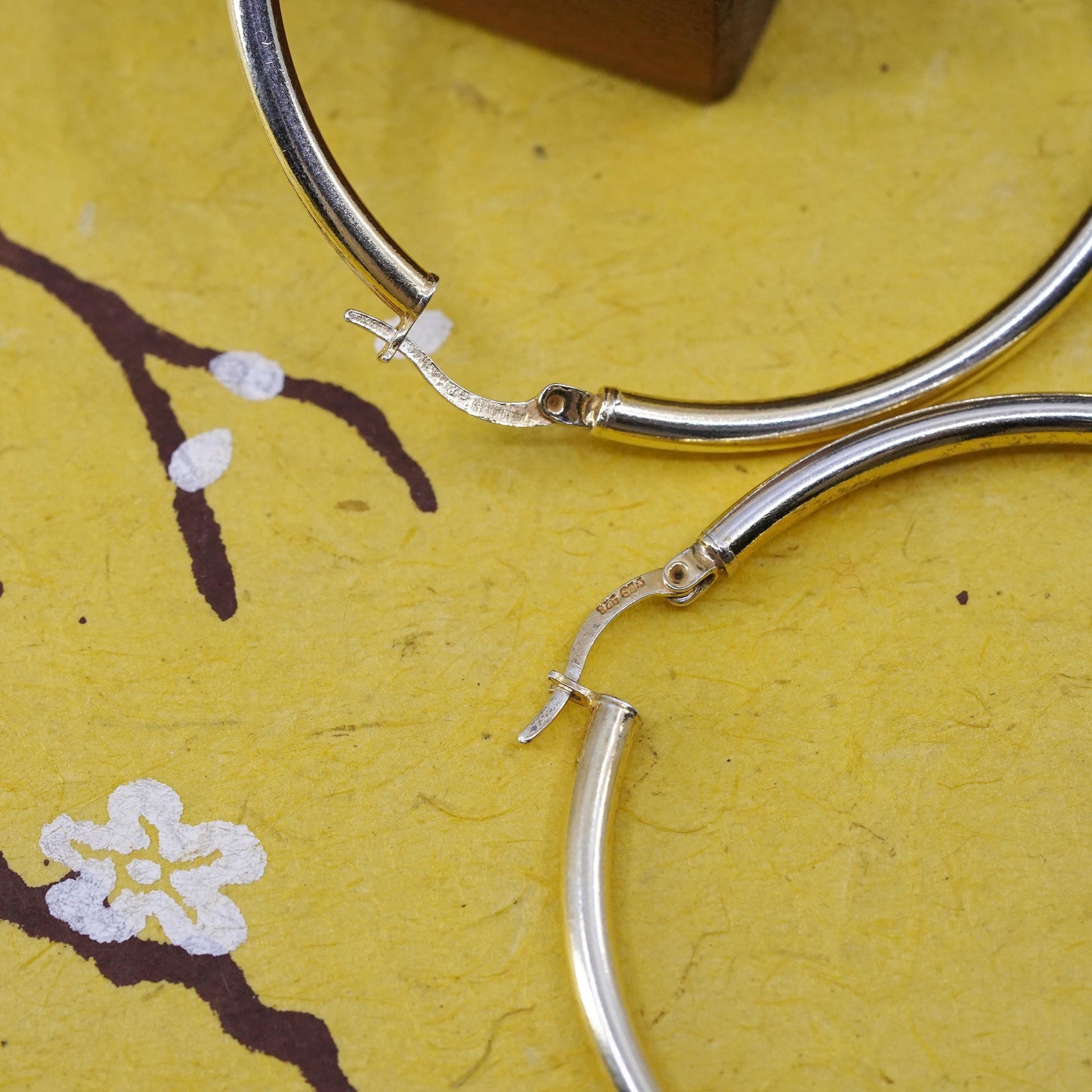 2.25”, Vintage vermeil gold over Sterling silver earrings, huge bold 925 hoops