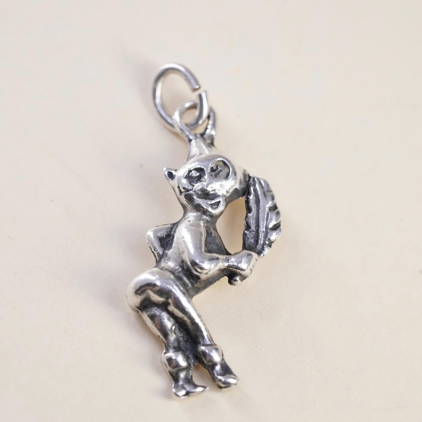 Sterling 925 Silver Devil Charm Satan Figural Pendant Demon Halloween Gothic