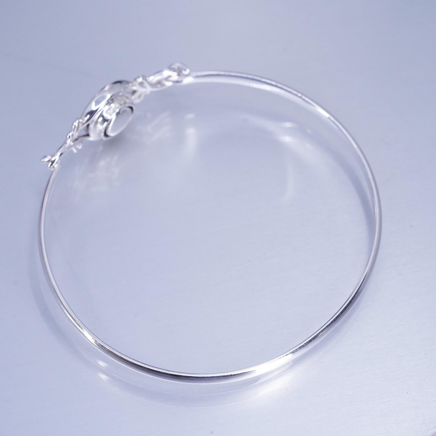 7.5”, Sterling 925 silver bracelet, hinged interchangeable bangle with enamel