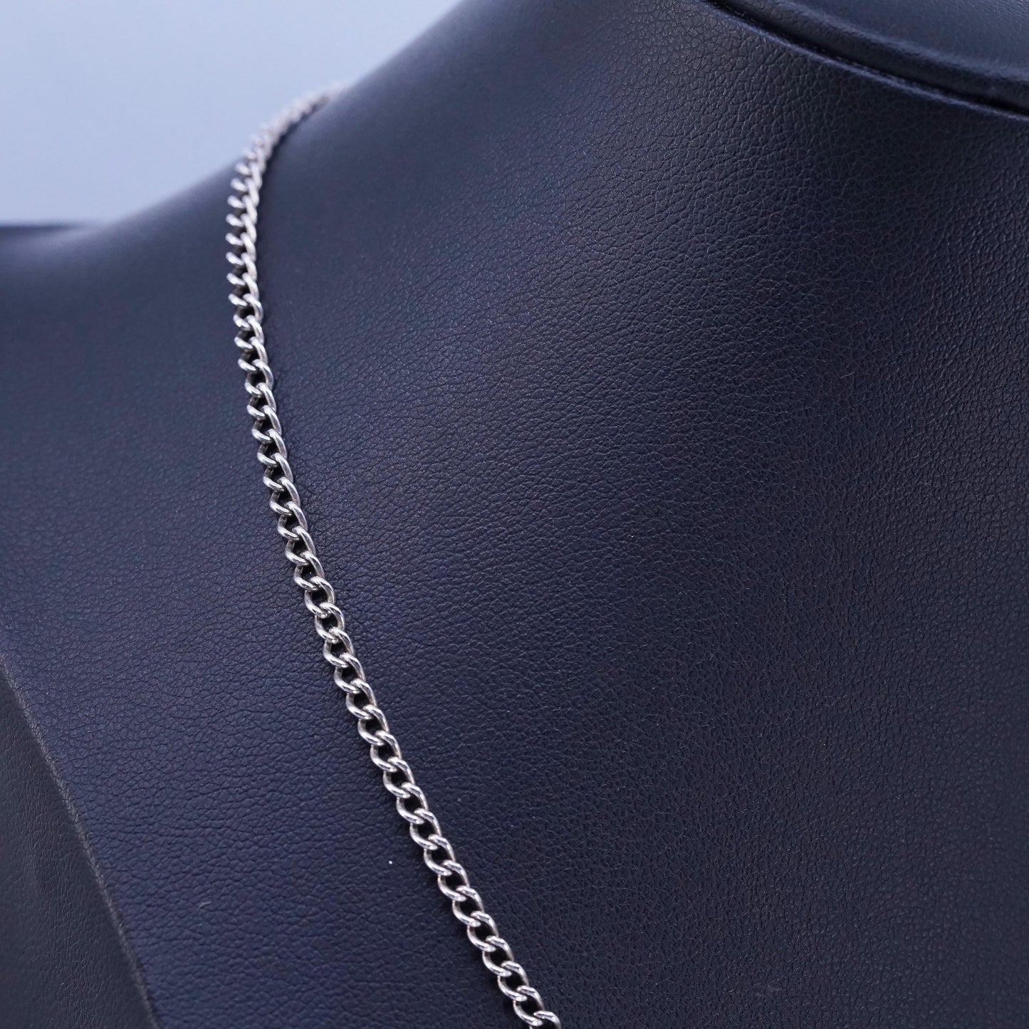 16” 3mm, vintage Sterling 925 silver handmade curb chain necklace