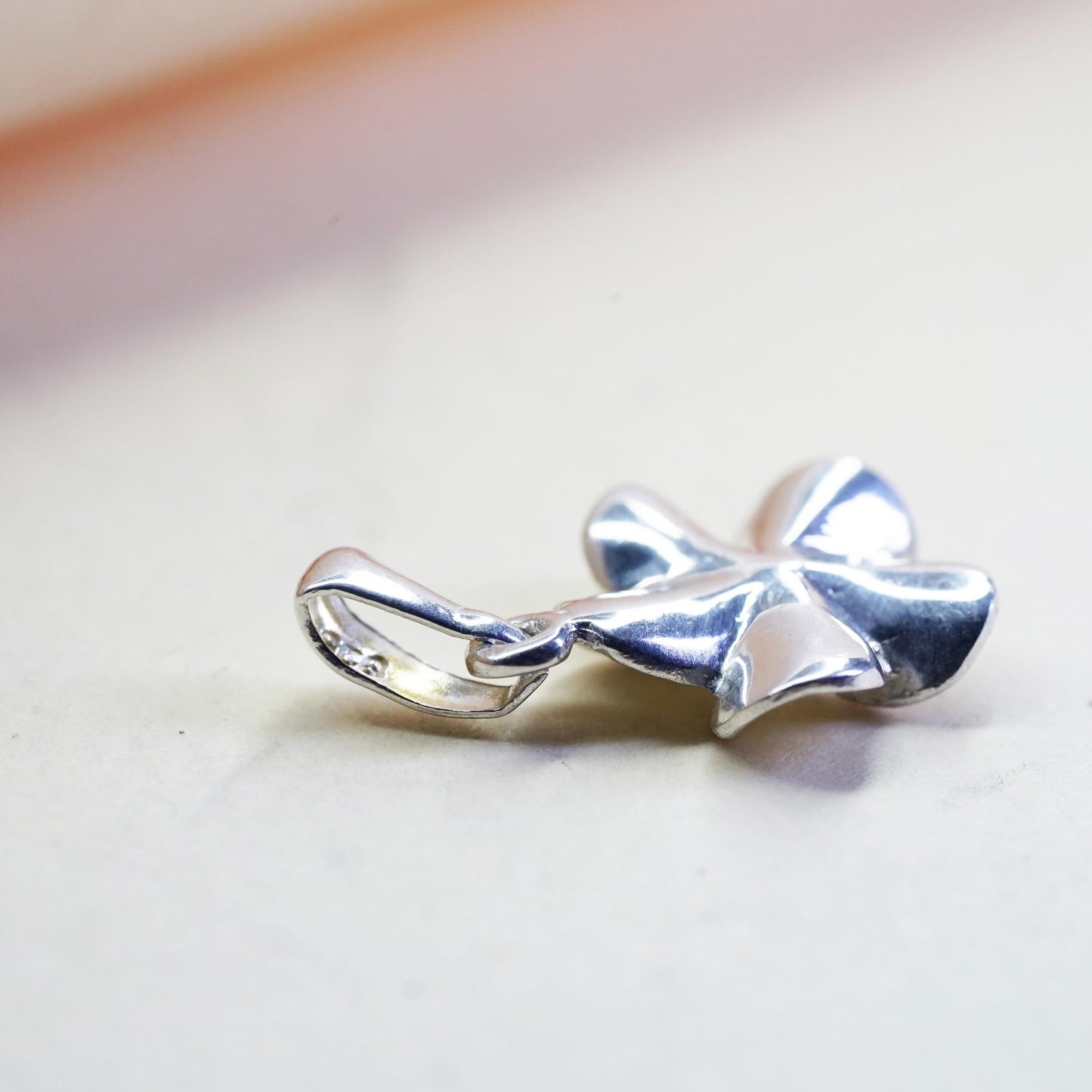 Vintage Sterling silver handmade pendant, 925 plumeria flower charm