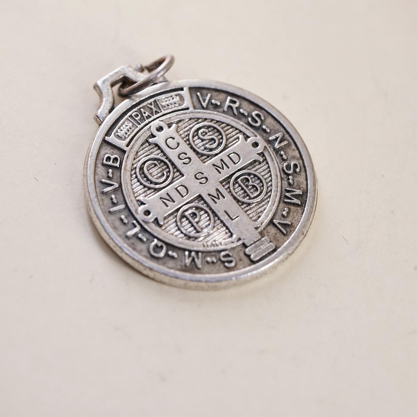 VTG Saint Benedict Pendant Sterling 925 Silver Catholic Charm Protection Medal