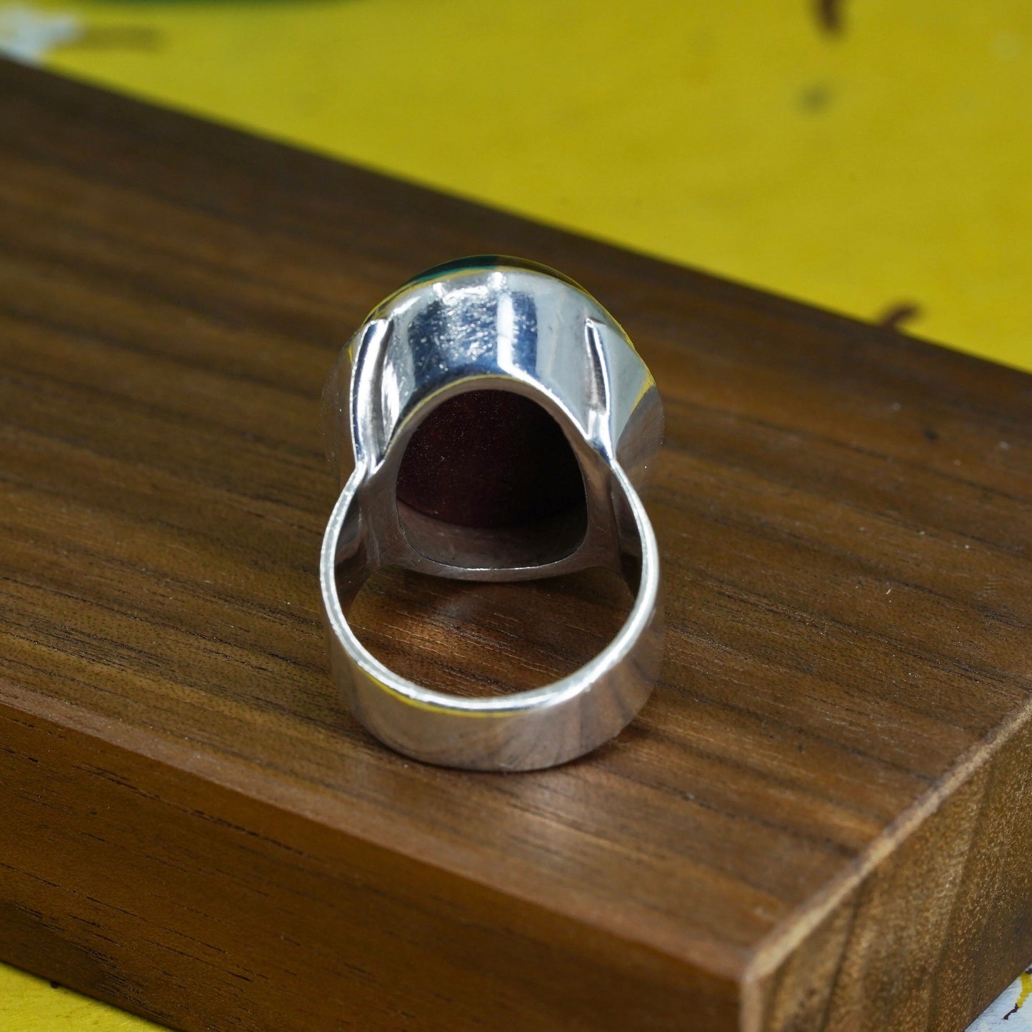 Size 8, vintage Mexican Sterling 925 silver handmade ring with golden tiger eye