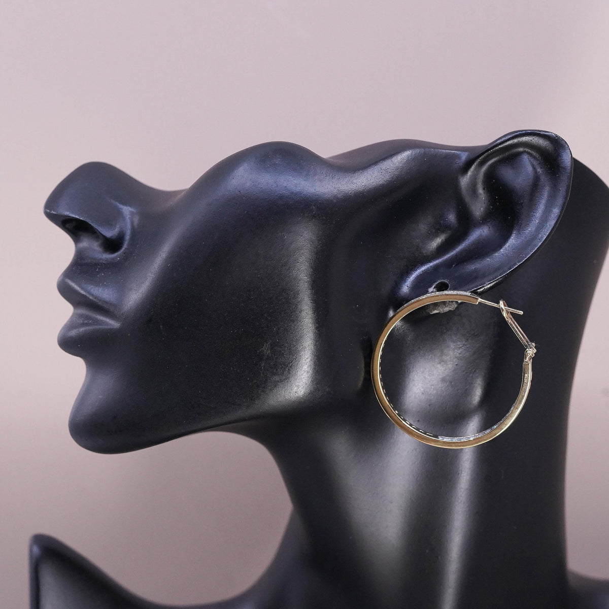 1.5”, Milor vermeil gold over Sterling silver earrings, 925 hoops cluster cz