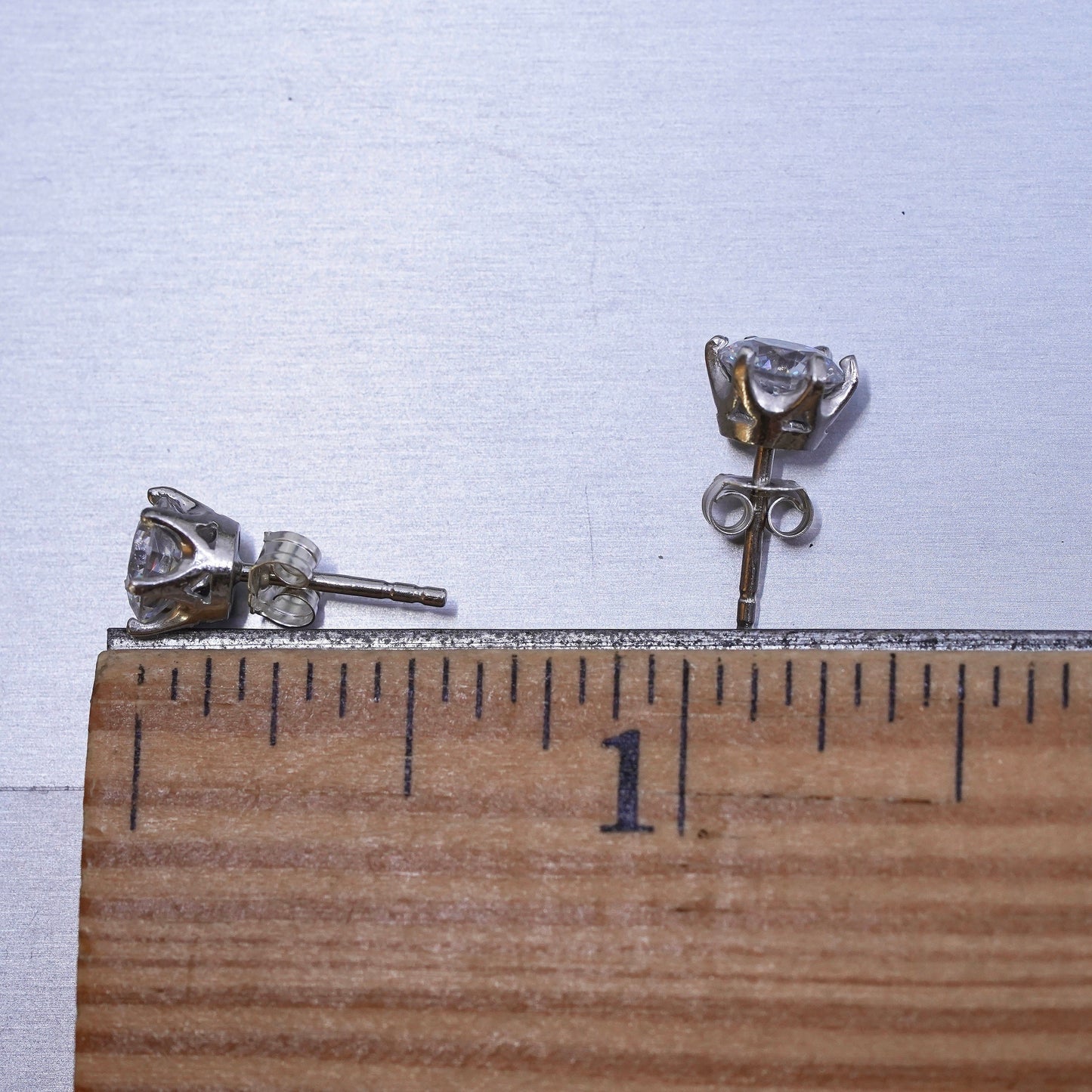 5mm, Vintage sterling silver genuine cz studs, fashion minimalist earrings