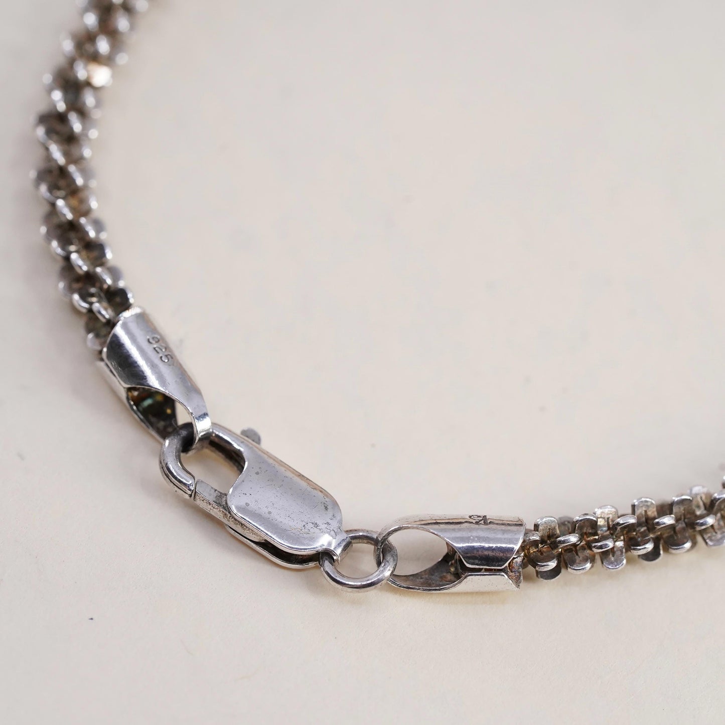 7", 4mm, Vintage Italian sterling silver bracelet, 925 twisted fancy chain