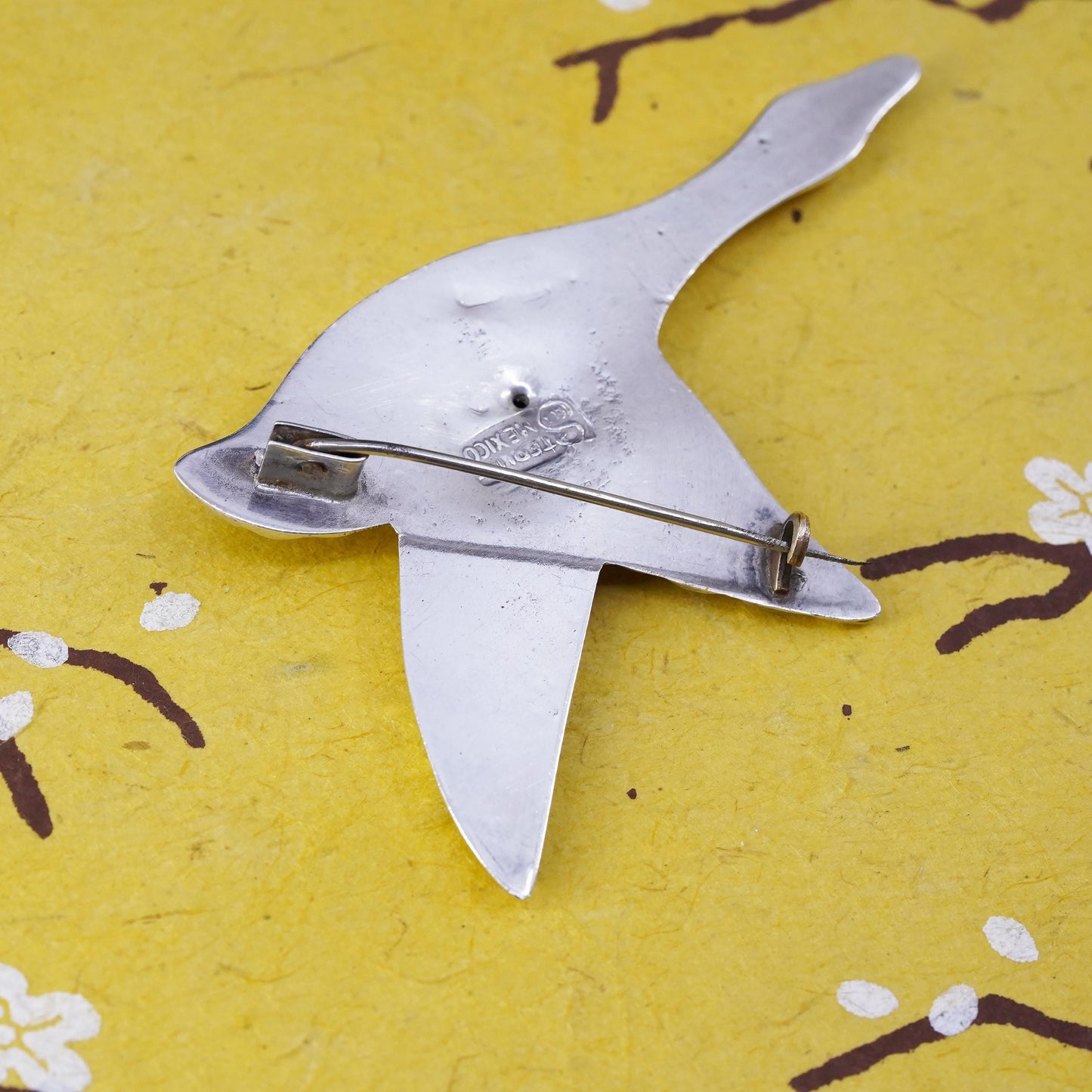 Vintage southwestern Mexican handmade sterling 925 silver bird Geese brooch pin