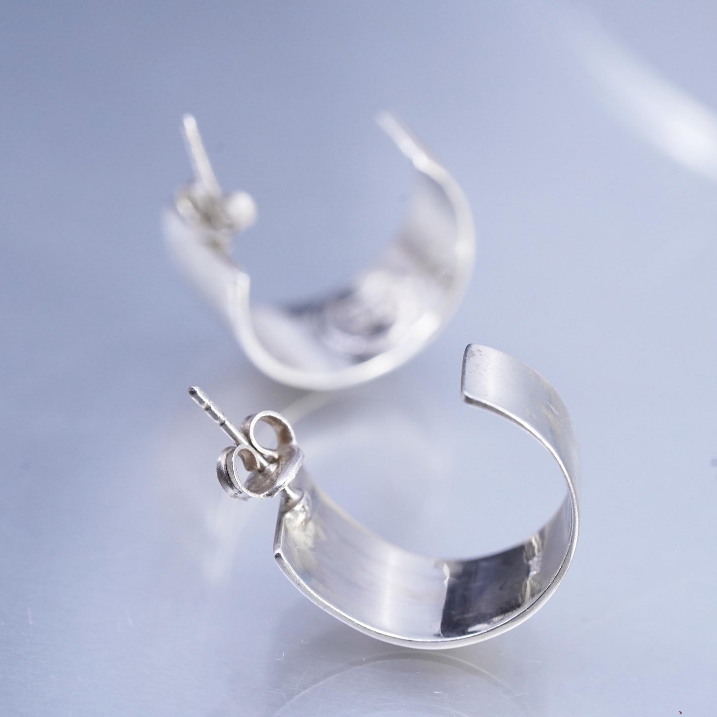 1", Vintage Givenchy 925 Sterling Silver Hoop Earrings, 925 Studs huggie studs