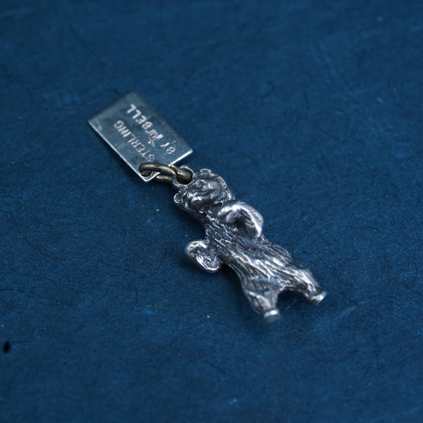 Native American bell trading post sterling silver pendant, 925 bear charm