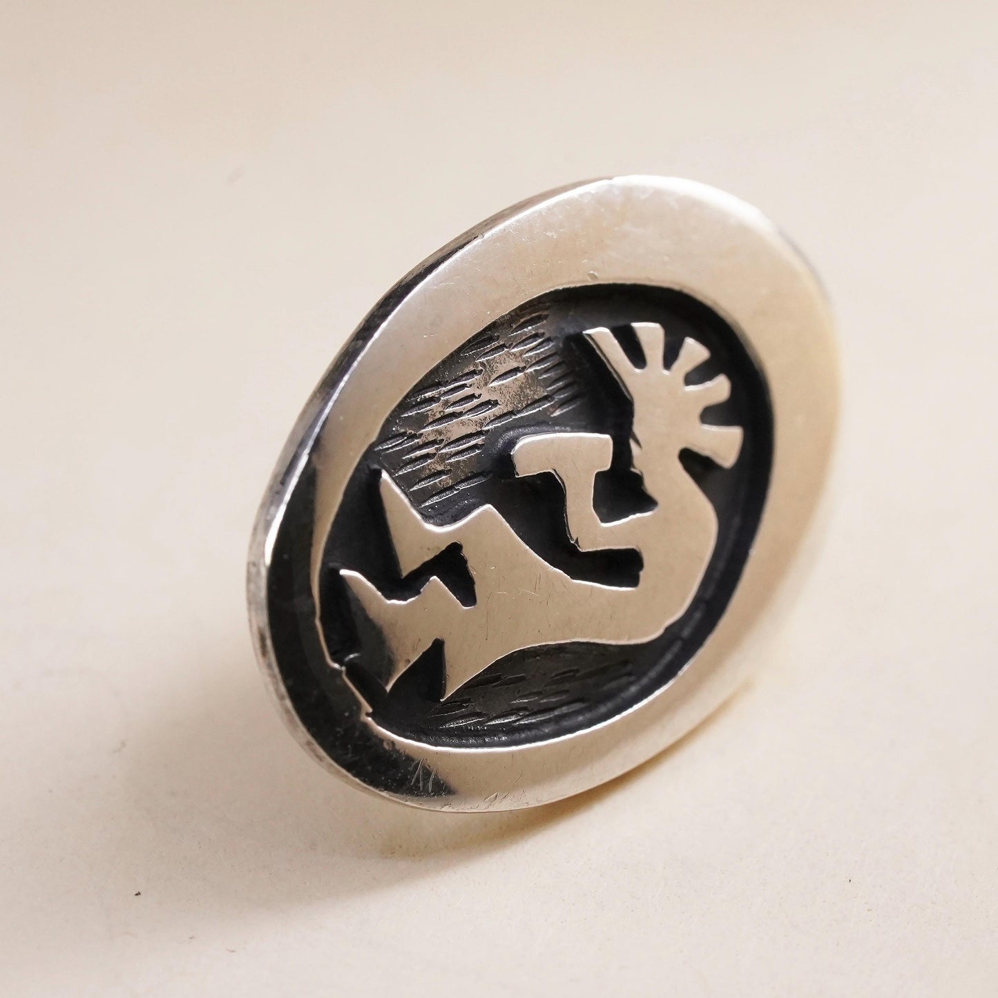 Vintage Native American single earring. Sterling 925 silver kokopelli stud