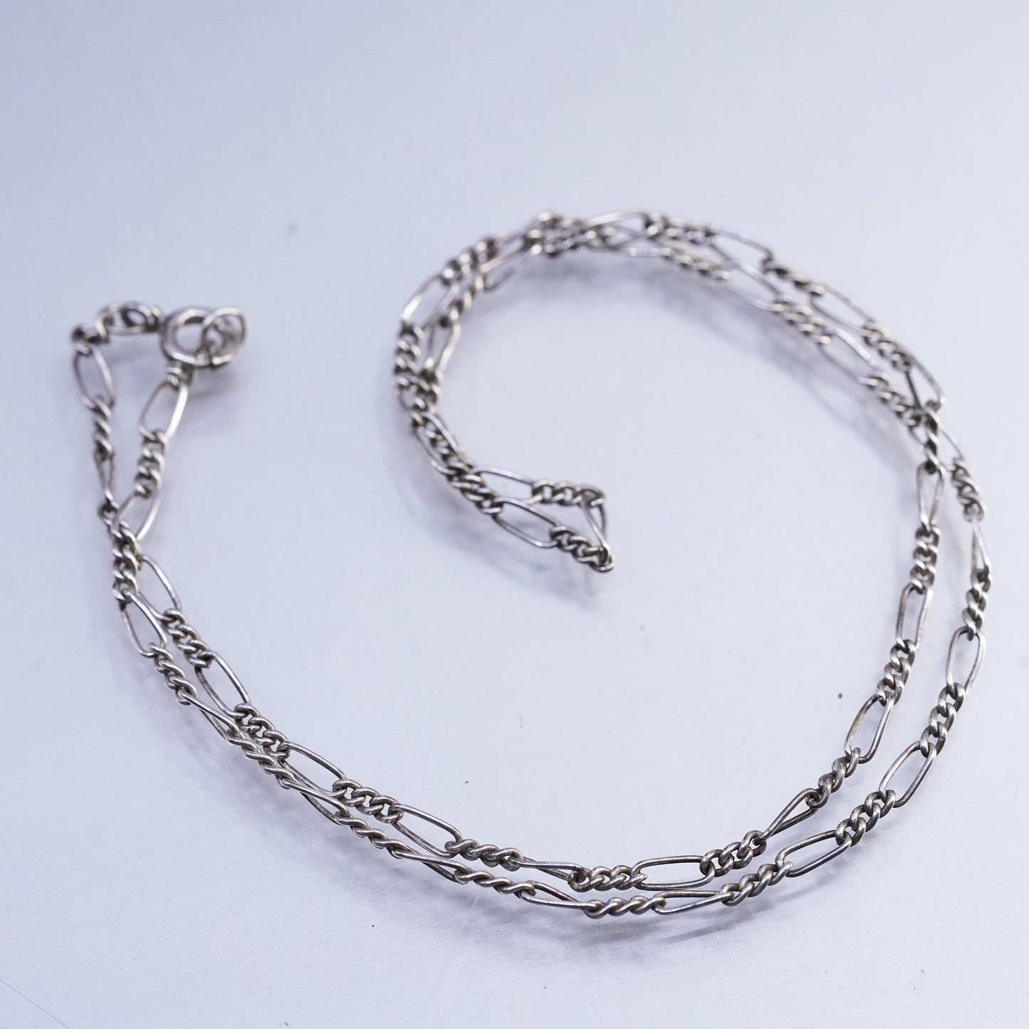 16" 3mm, vintage Sterling 925 silver figaro chain necklace