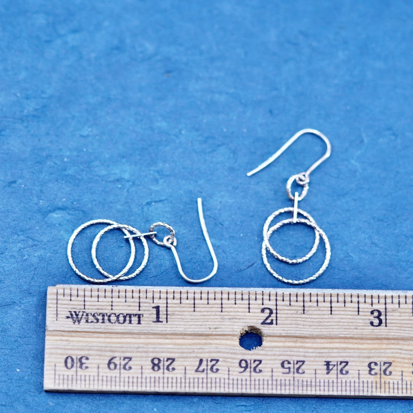 Vintage Dyadema Sterling Silver handmade Earrings. 925 entwined circle dangles