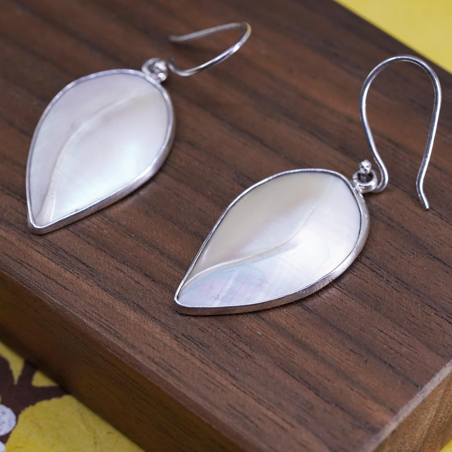 Vintage Sterling 925 silver handmade earrings with mother of pearl