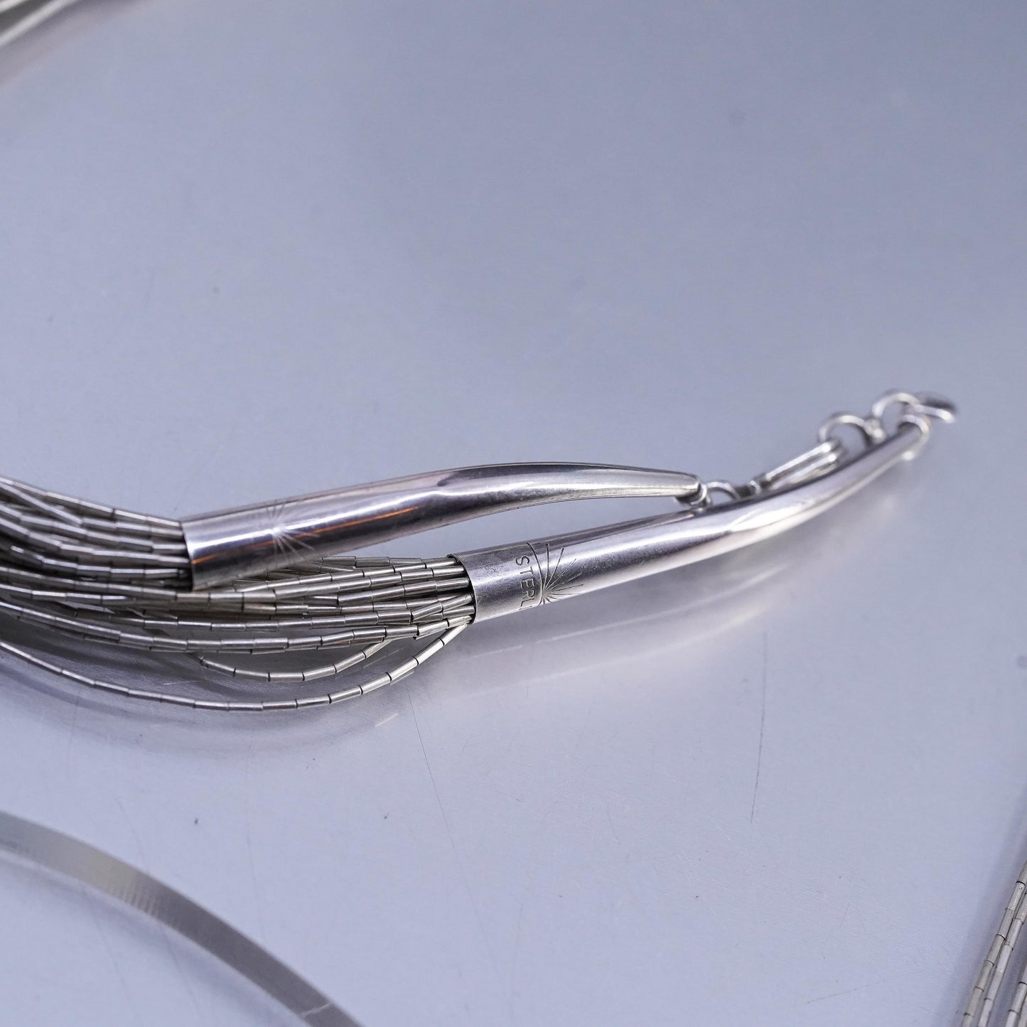 30", Native American Sterling 925 multi 20 strands liquid silver necklace