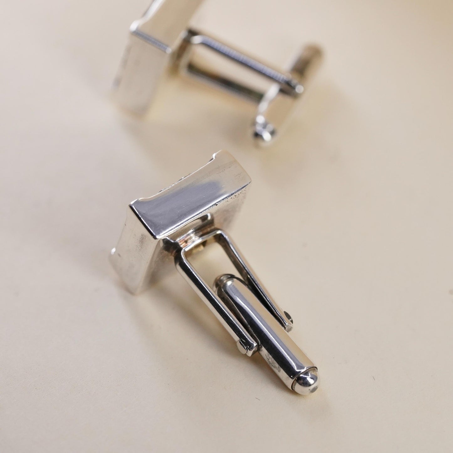 VTG sterling silver square filigree swirly cuff links, handmade 925 cufflinks