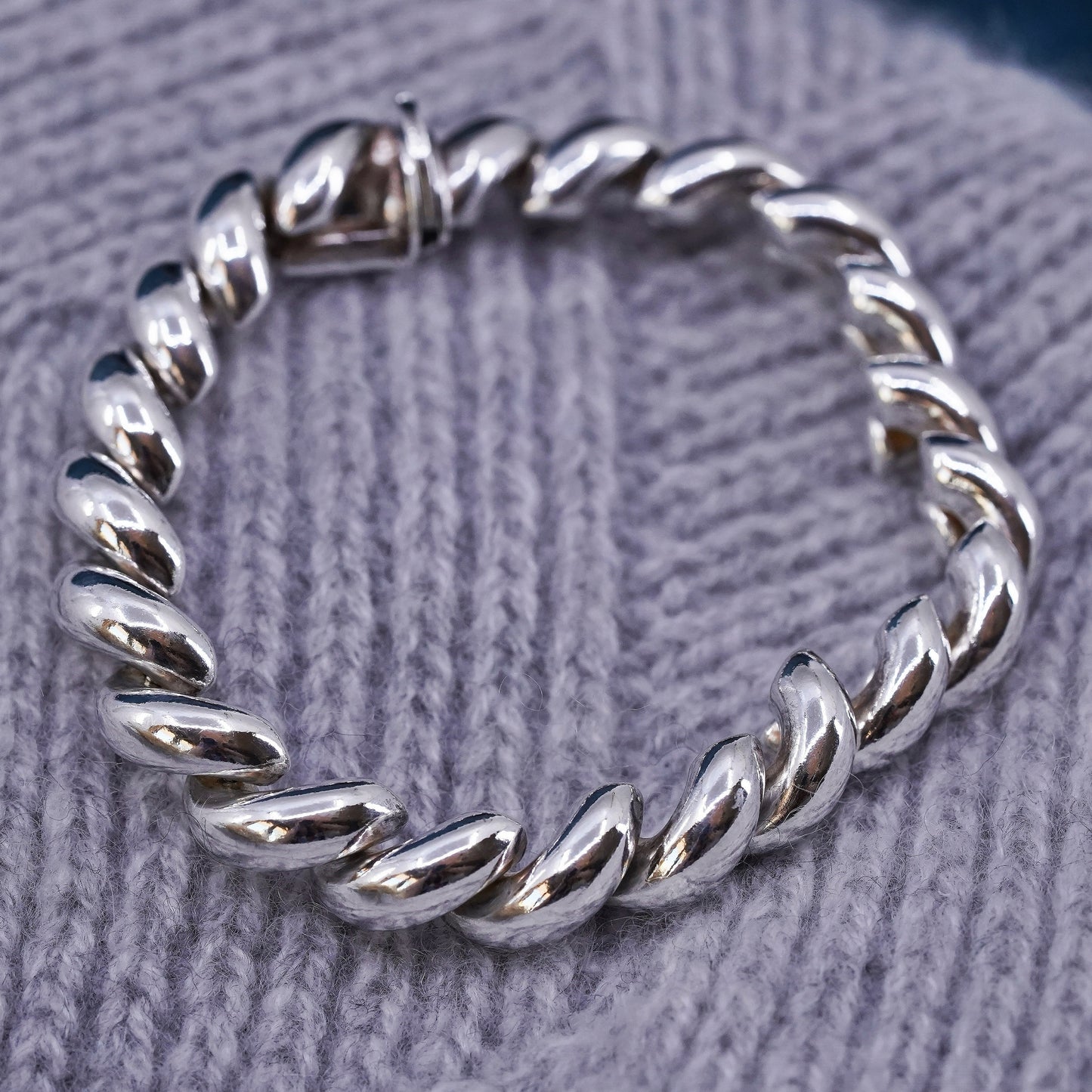6.5", 11mm, vintage Sterling silver men's bracelet, 925 San Marco chain