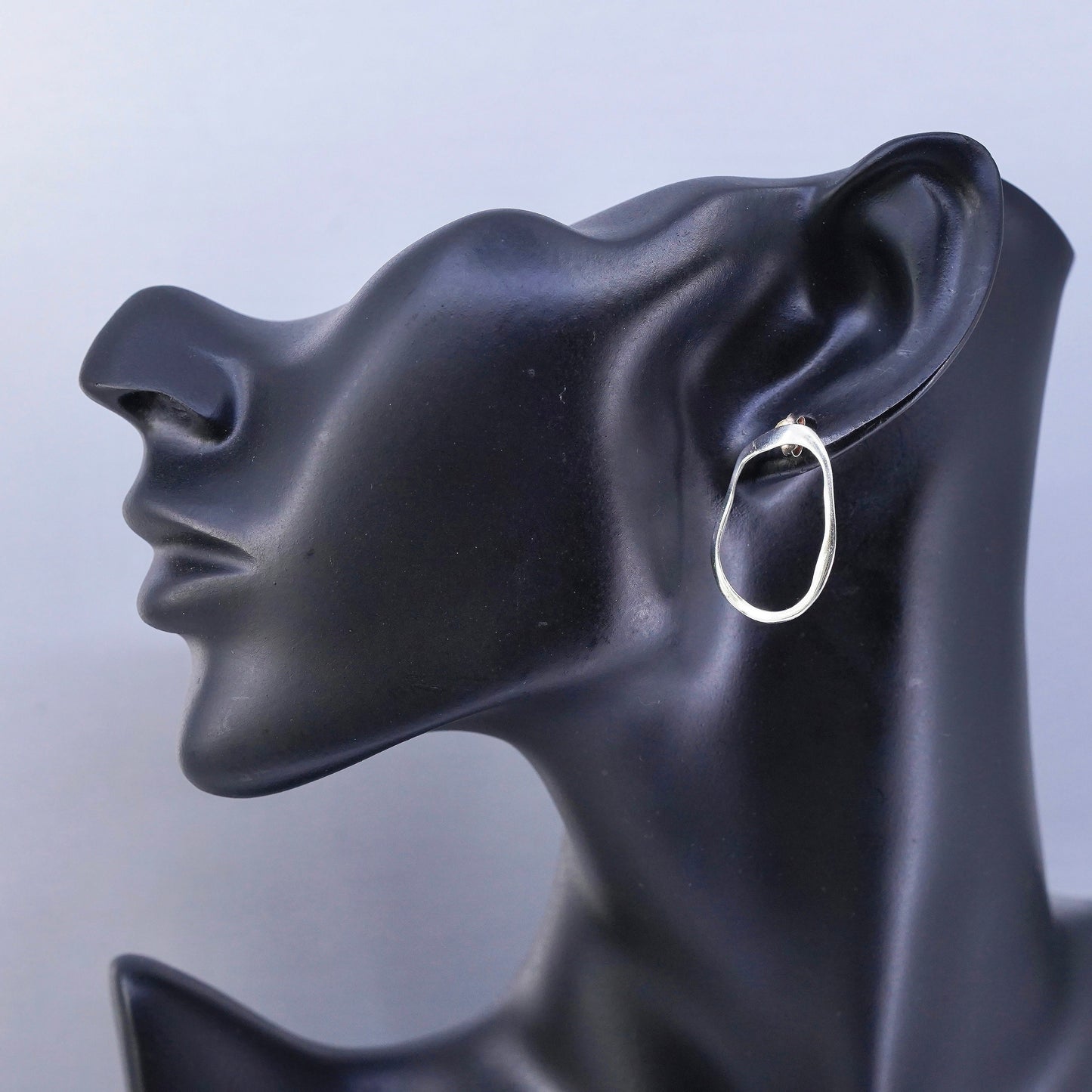 Vintage Sterling 925 silver handmade earrings, oval studs