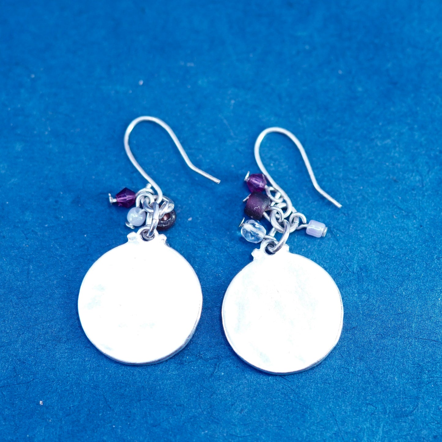 Vintage Sterling silver handmade earrings, 925 embossed dangles