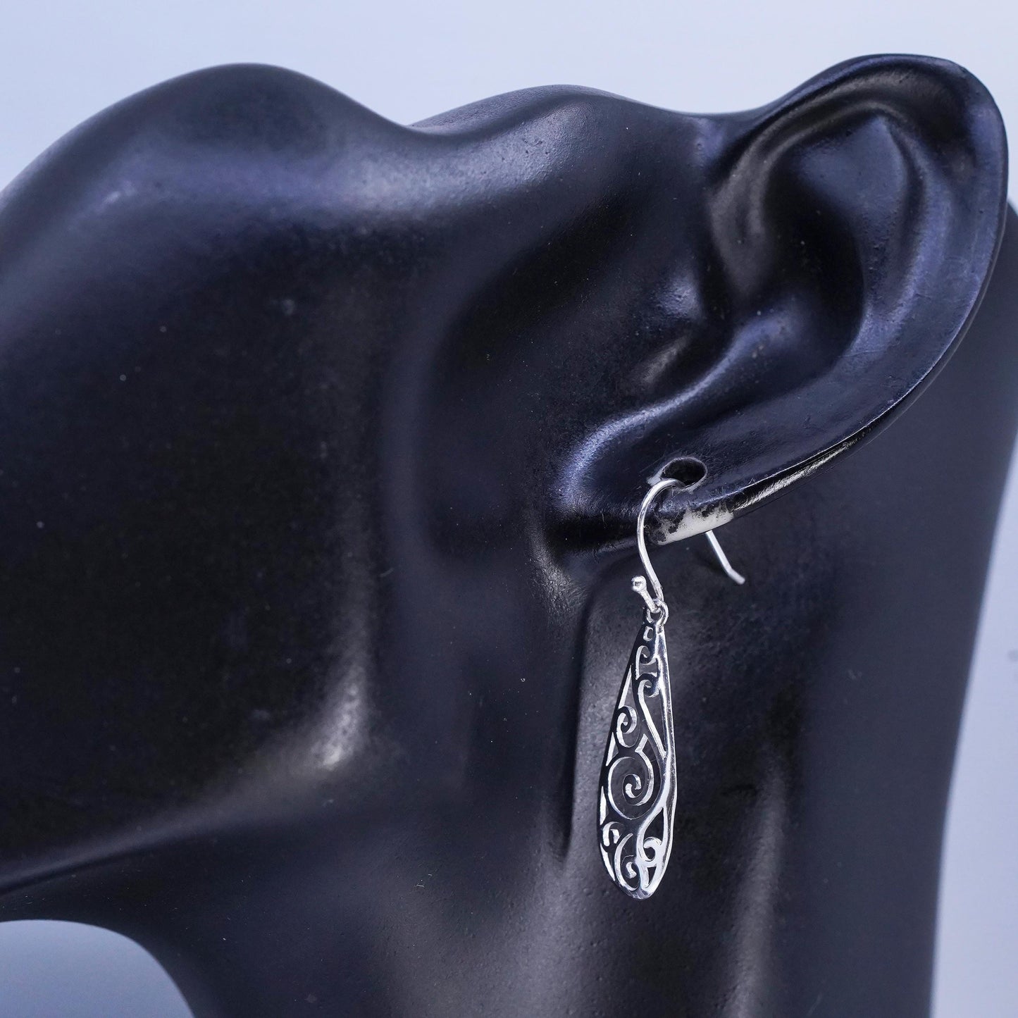 Vintage Sterling 925 silver handmade swirly earrings
