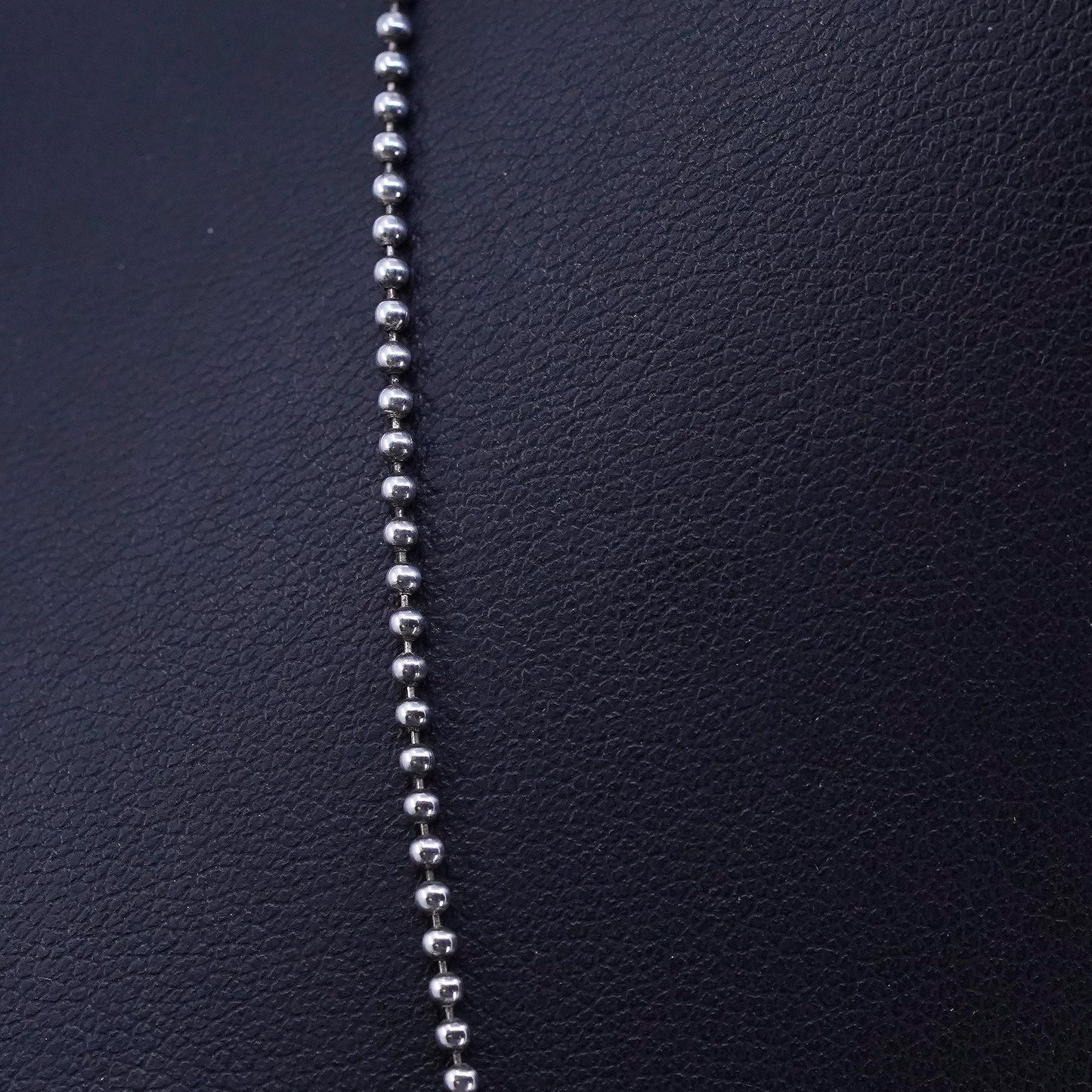18” 1mm, vintage Italy Sterling 925 silver bead chain necklace