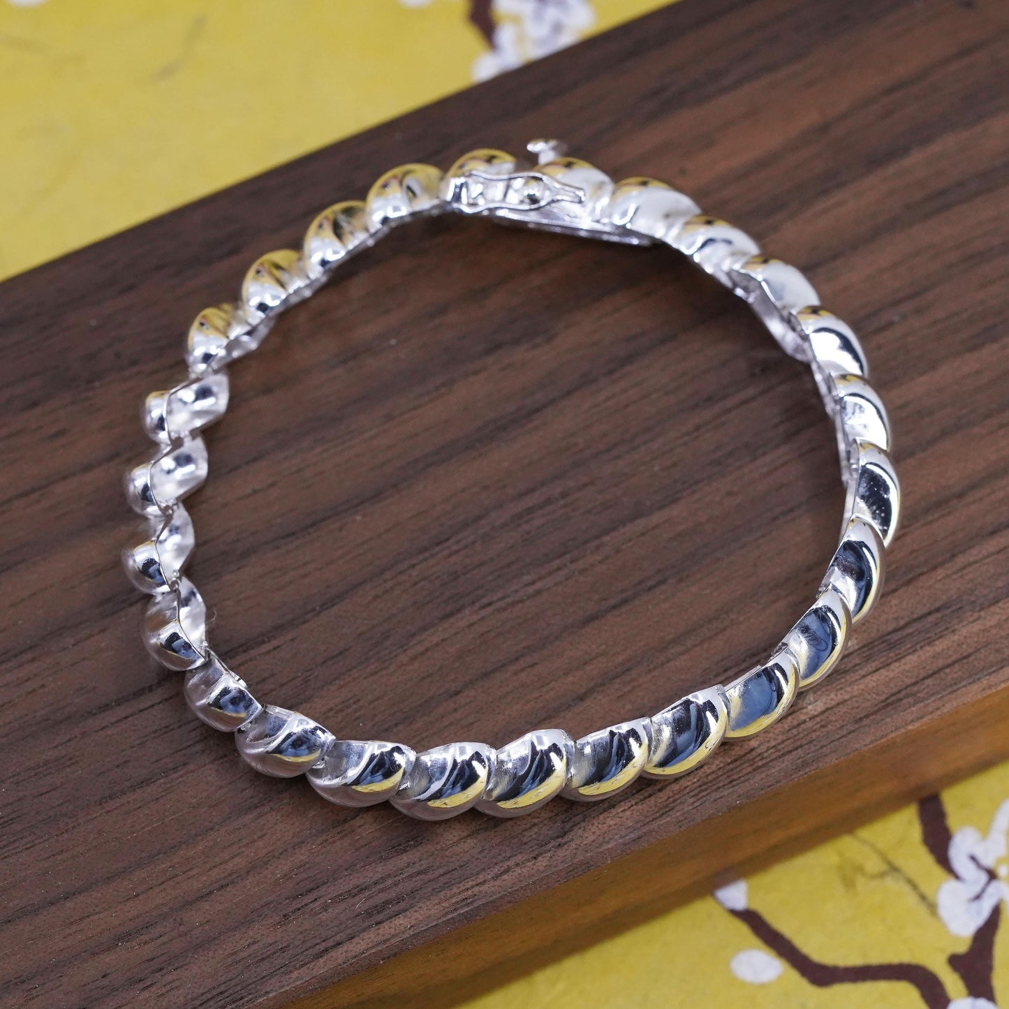 6.5” 10mm, Vintage Italian sterling silver link bracelet, 925 San Marco chain