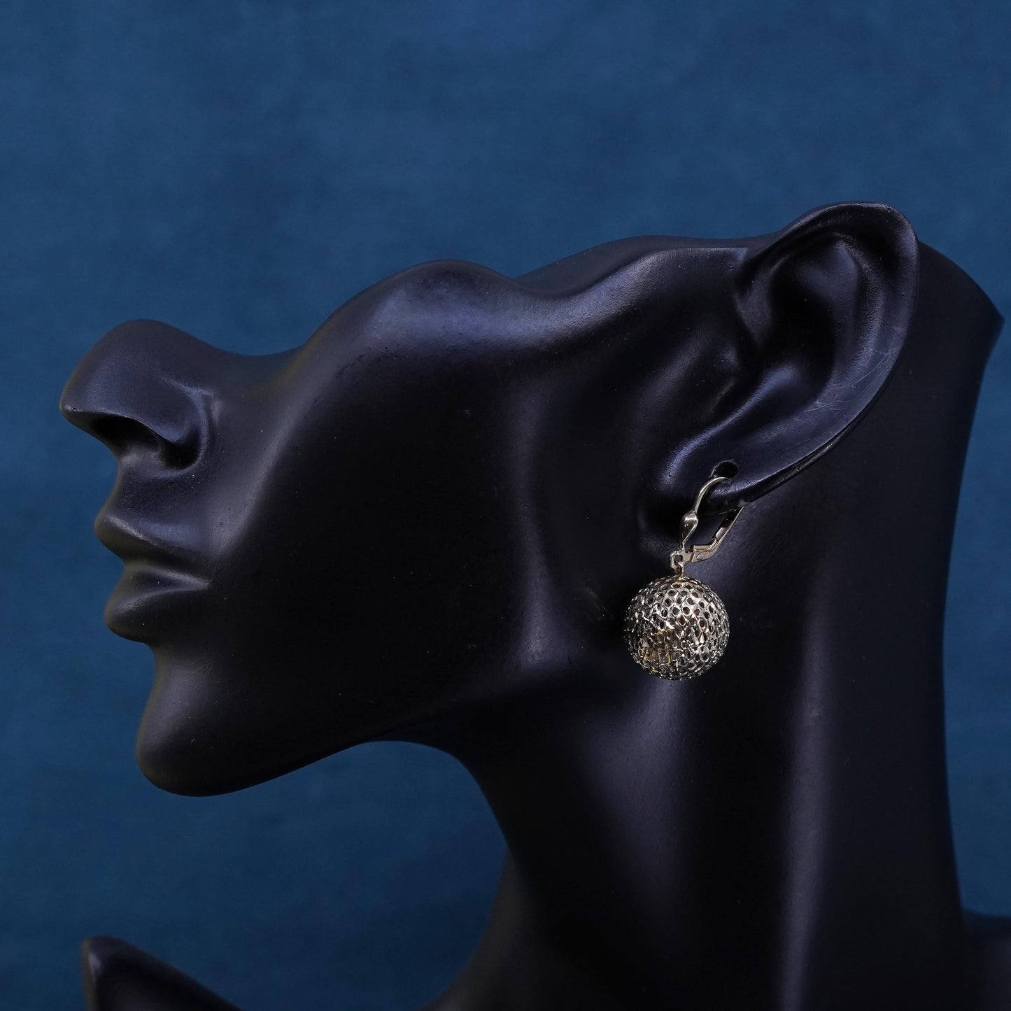 Vintage Italian vermeil gold over Sterling silver 925 earrings filigree beads