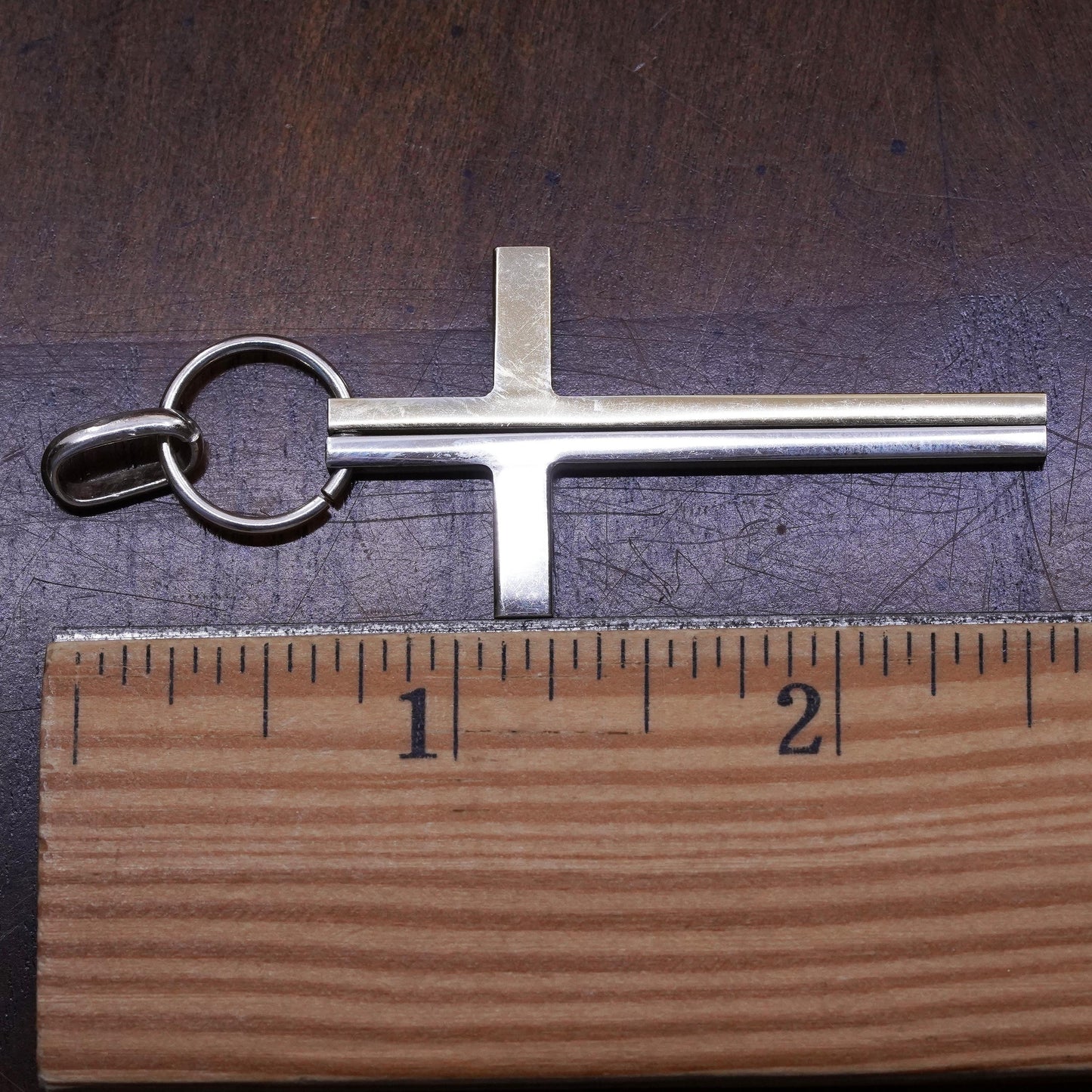 Vintage Italian Arezzo two tone sterling 925 silver split cross pendant