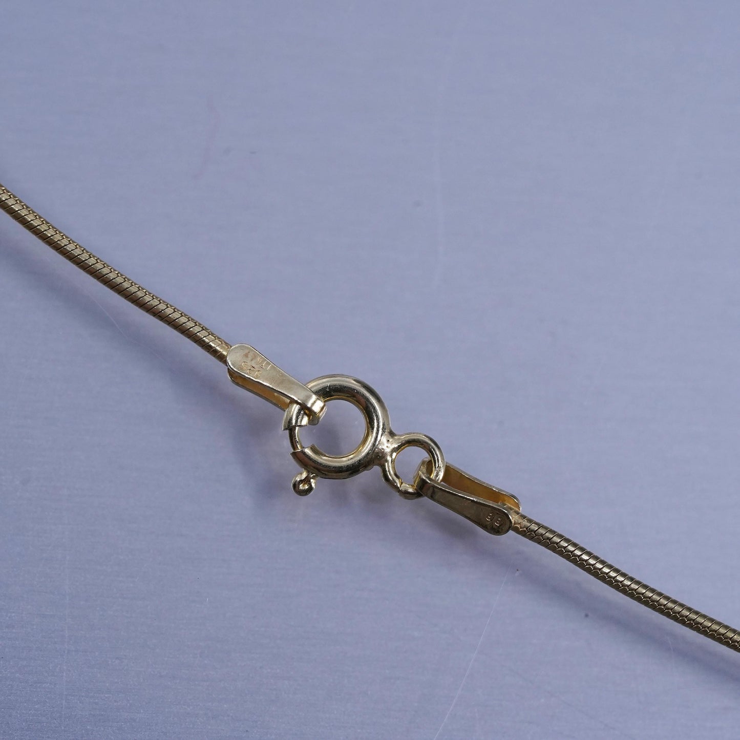 30” Italian vermeil gold over Sterling 925 silver snake necklace cz beads