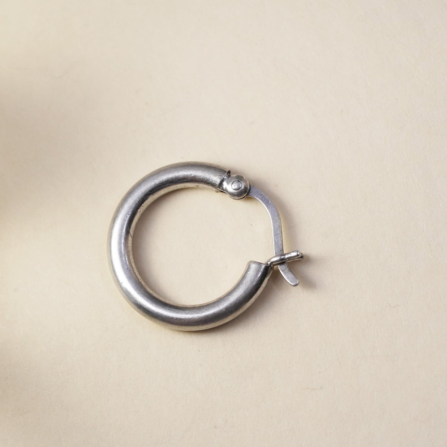 0.5", Vintage sterling silver loop single earring, minimalist primitive hoop