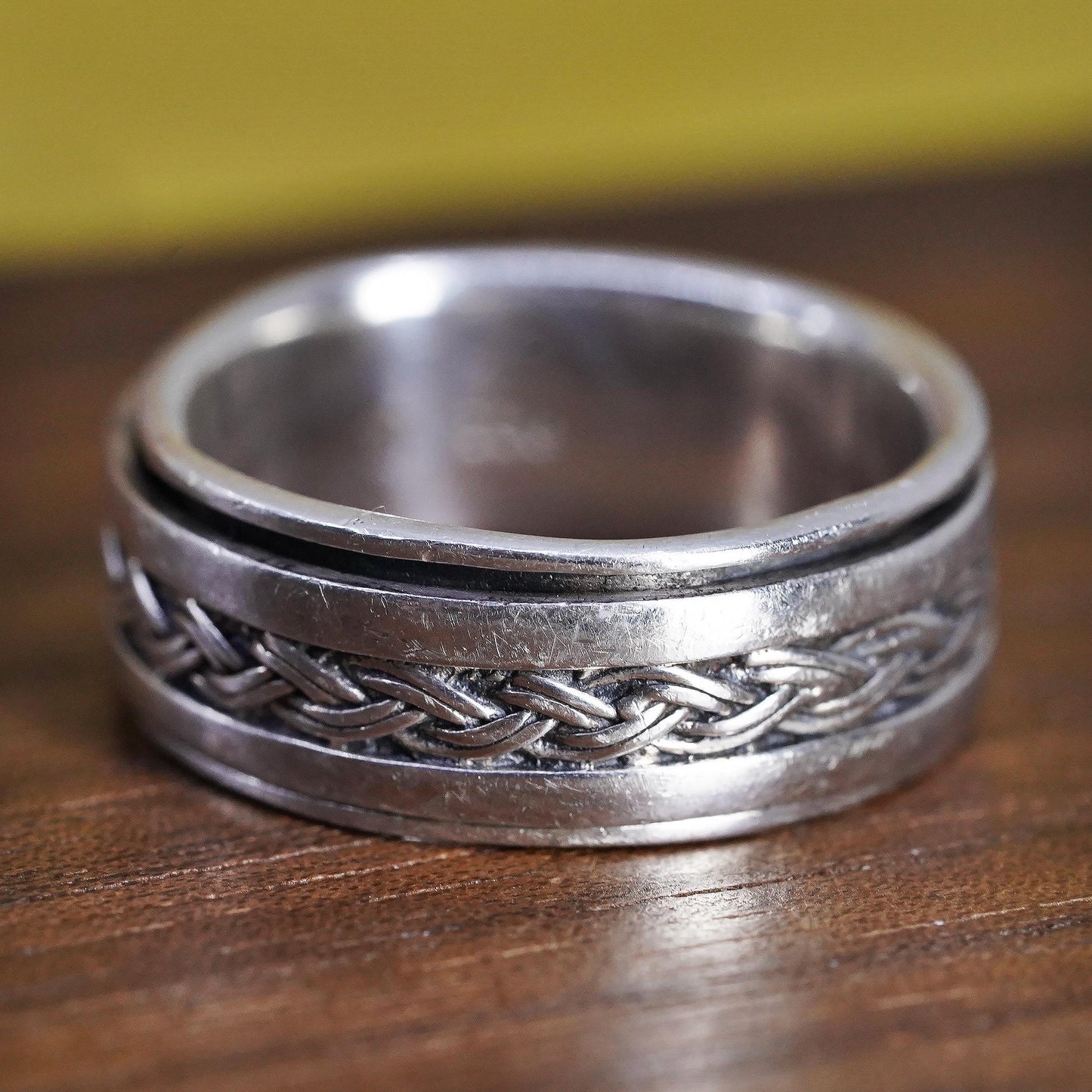 Size 7.5, vintage Sterling silver prayer ring, 925 spinner band