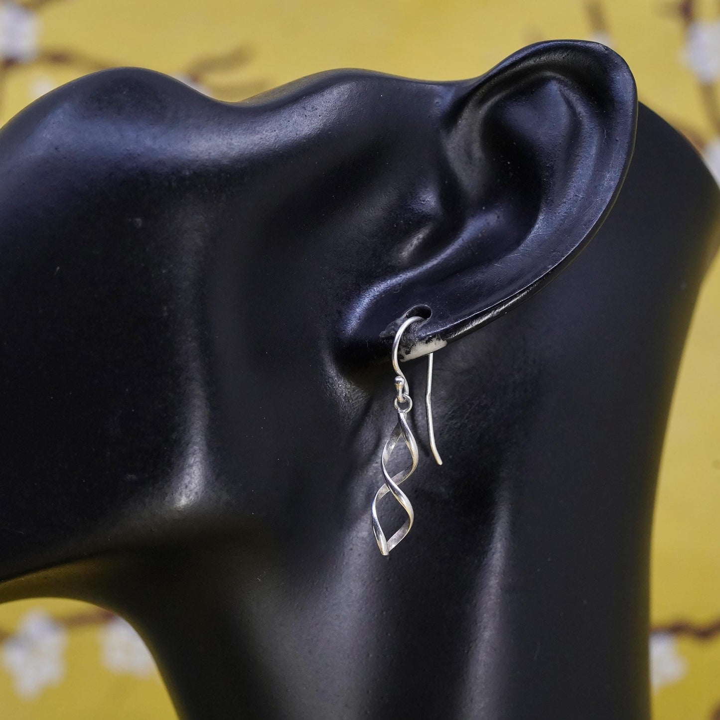Vintage Sterling silver handmade earrings, 925 twisted dangle