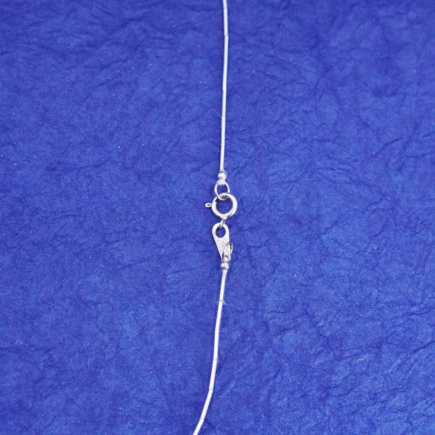 16”, Native American Navajo Sterling 925 liquid silver chain w/ obsidian beads