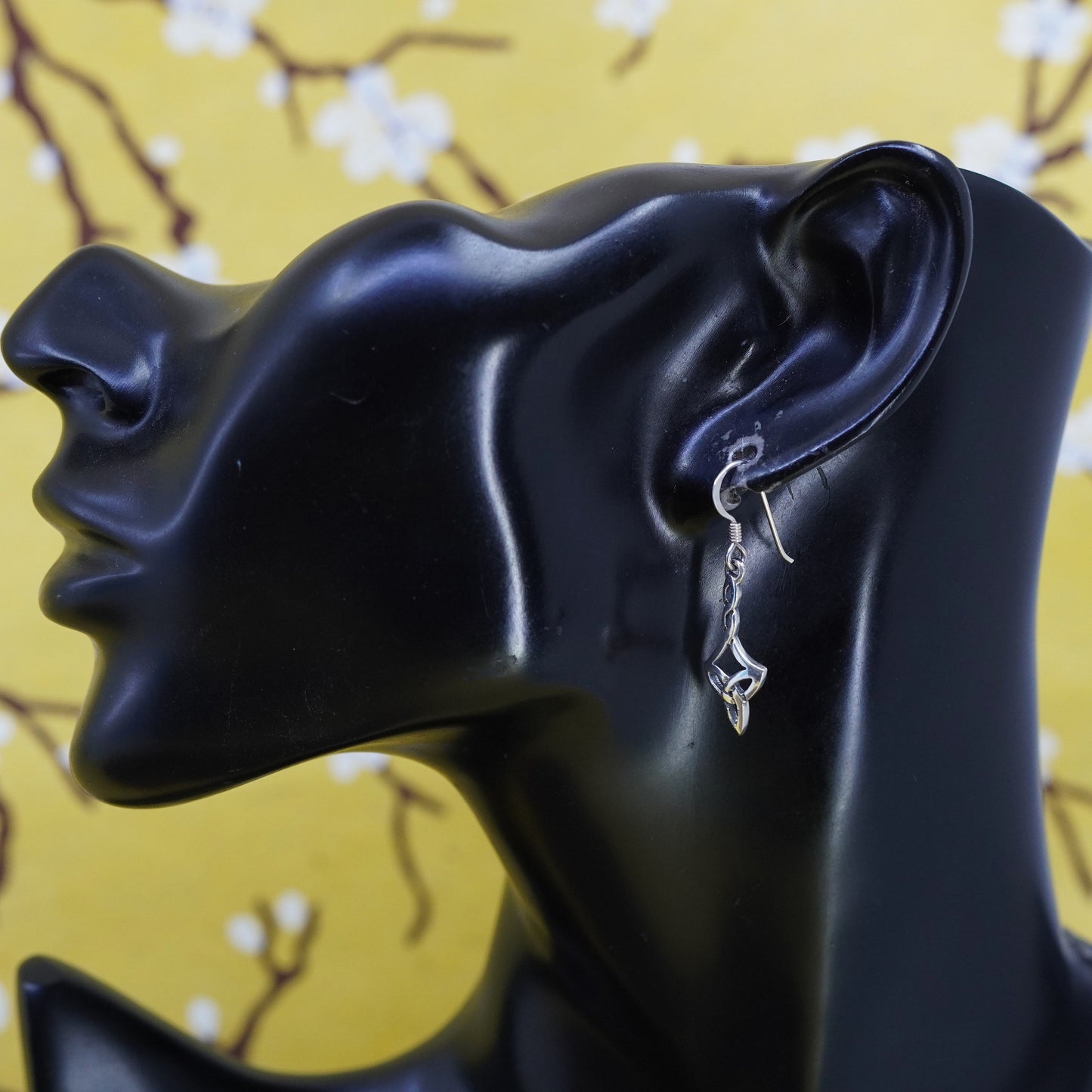 Vintage Sterling silver Irish knot handmade dangles, 925 silver earrings