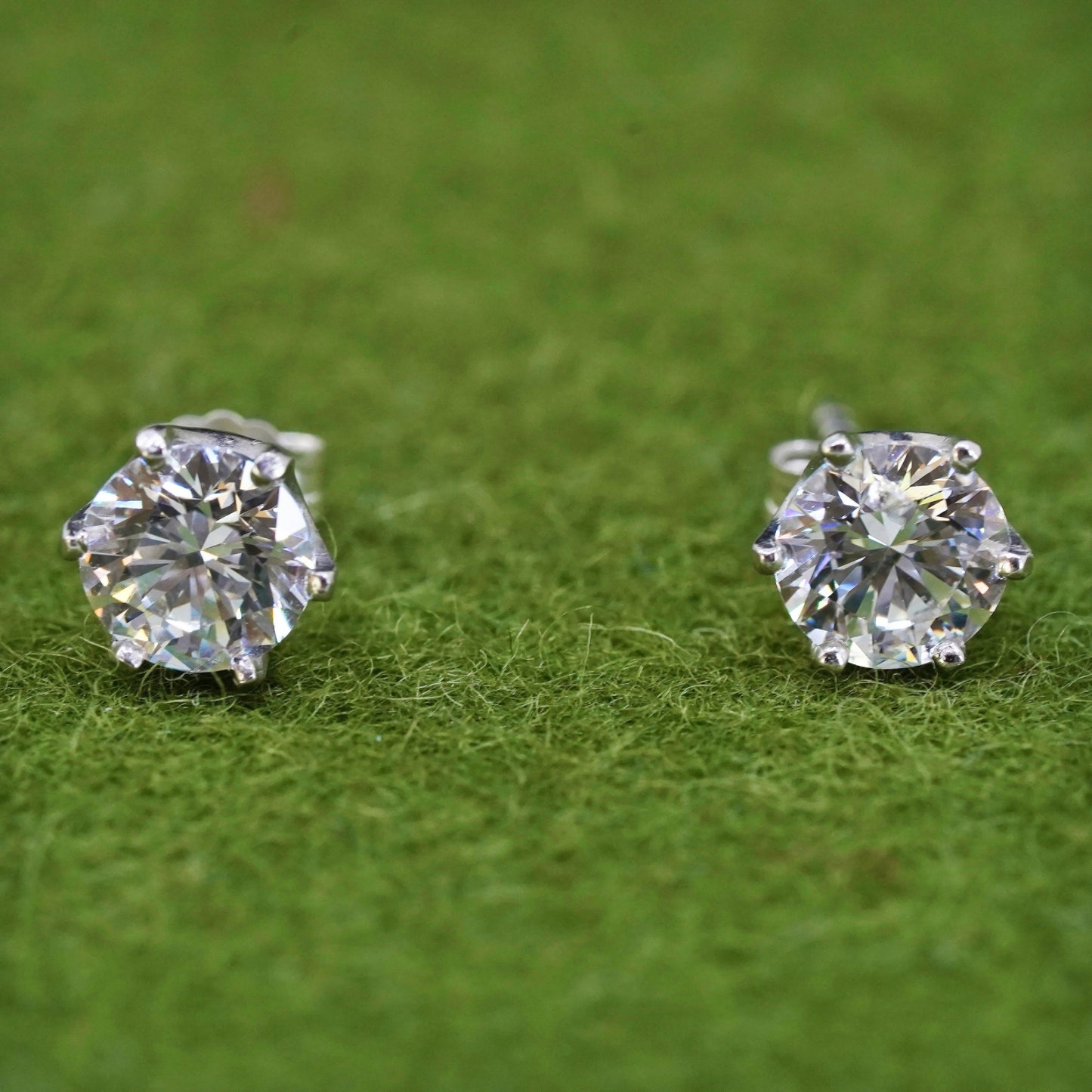 5mm, Vintage sterling silver genuine cz studs, fashion minimalist earrings