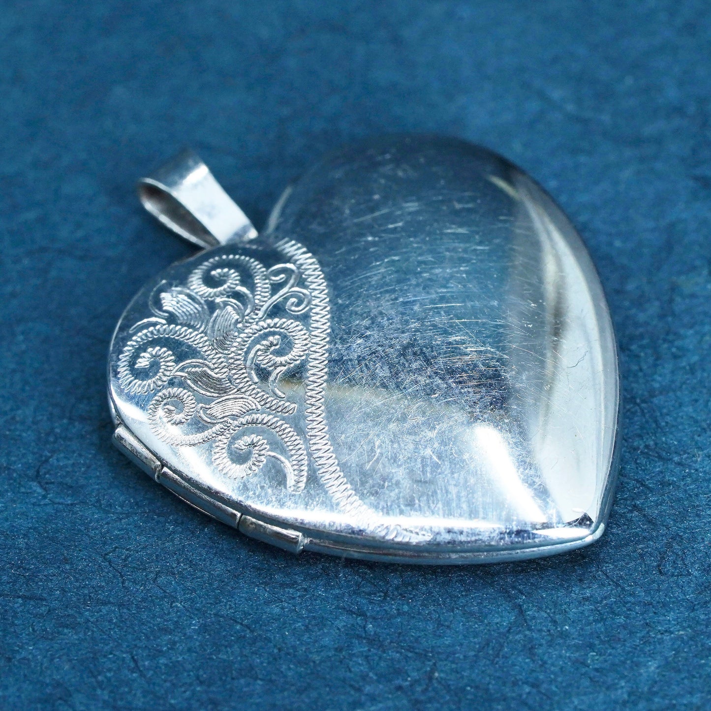 Vintage Sterling silver handmade pendant, 925 heart photo locket