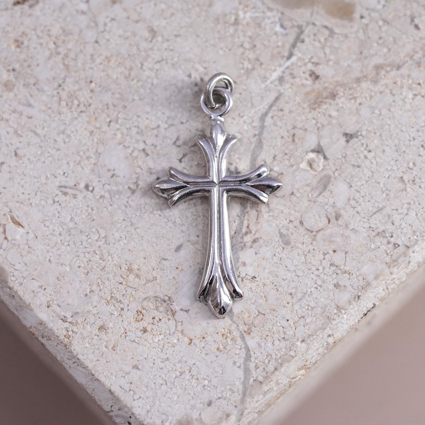 Sterling silver handmade charm, solid 925 silver cross pendant