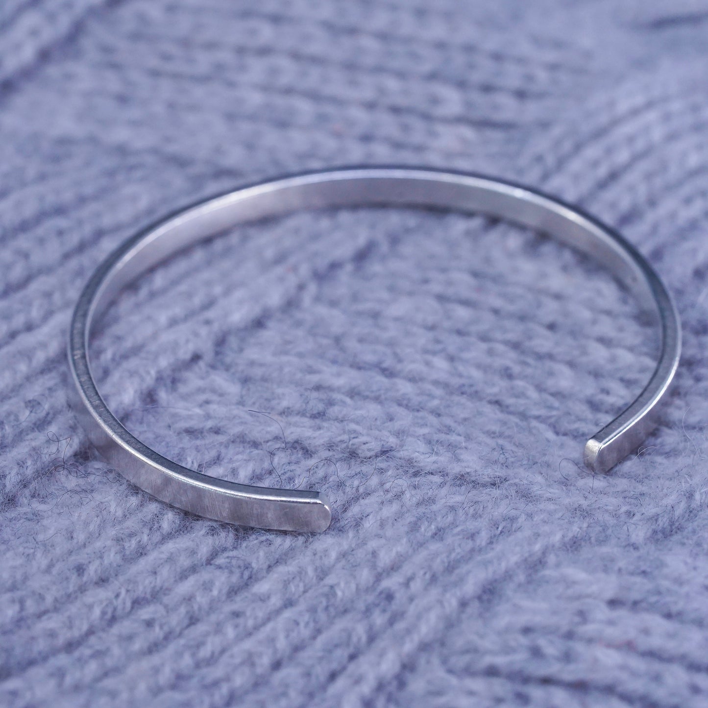 7", vintage sterling silver handmade bracelet, stackable 925 cuff “sugar"